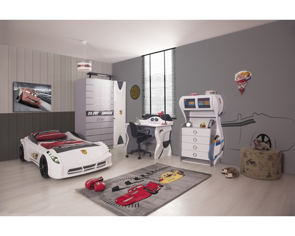Ferrari White Car Bedroom Set Boys Bedroom Set for dimensions 1000 X 800