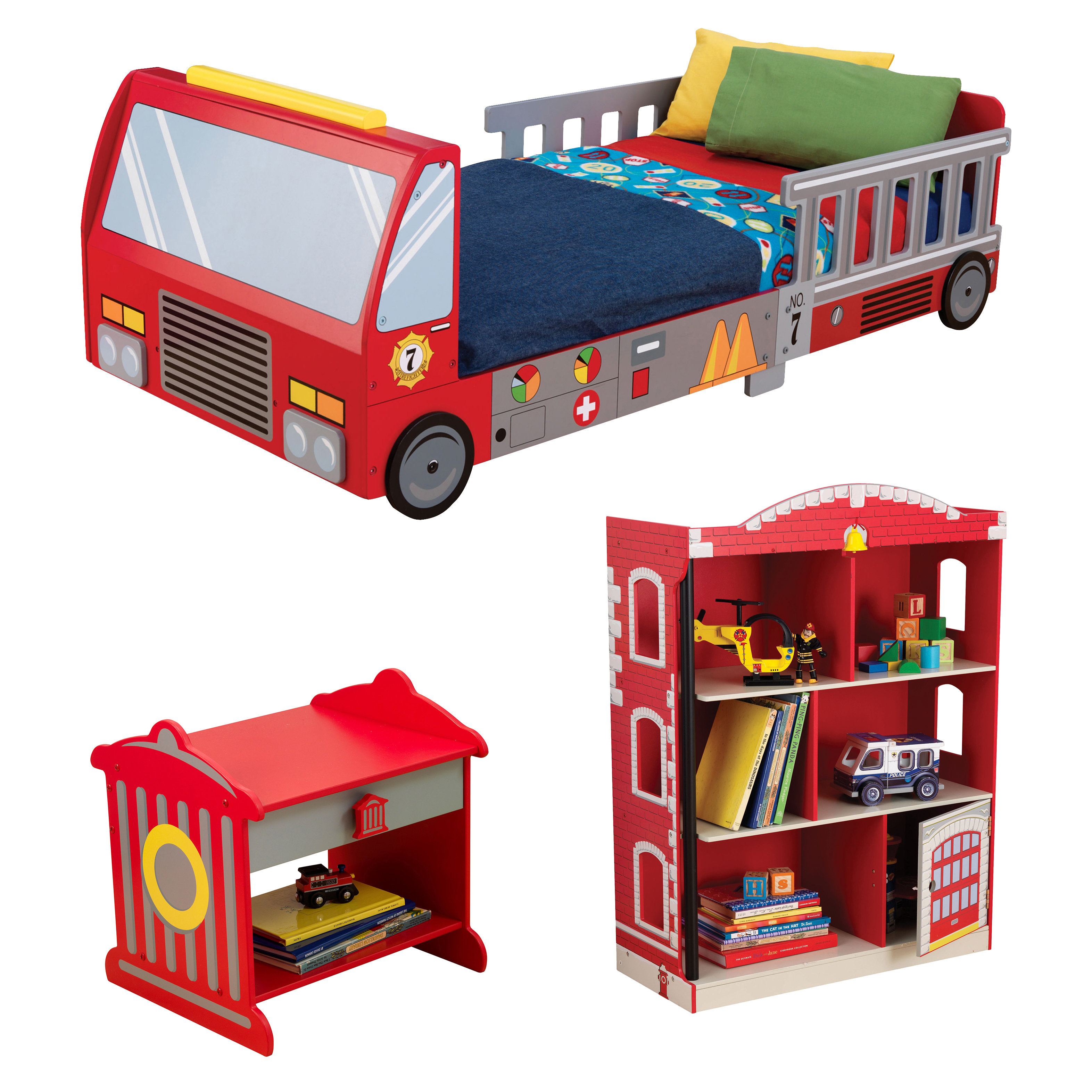 Firefighter Toddler Car Configurable Bedroom Set with size 3144 X 3144