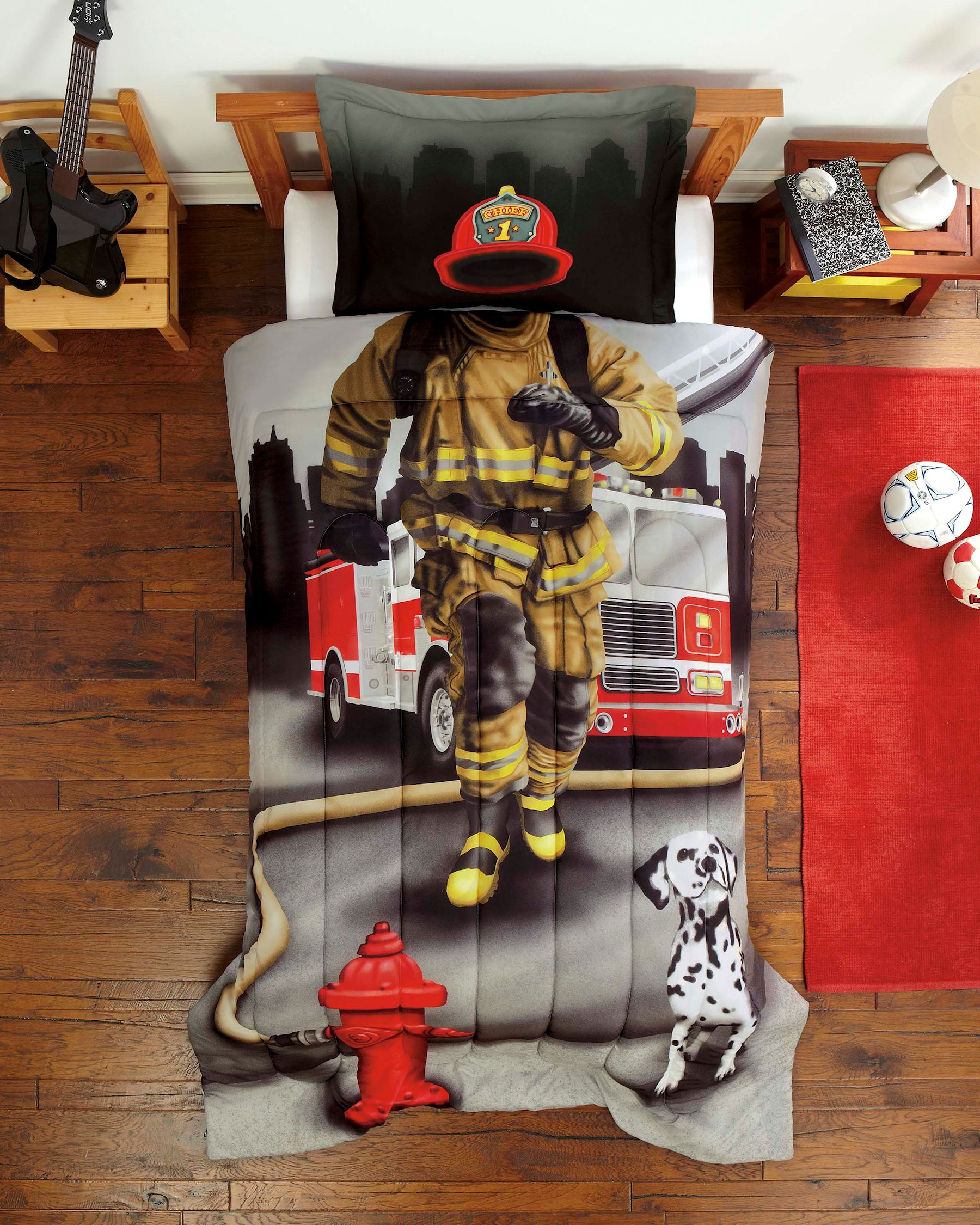 Firefighter Twin Comforter Set Fireman Bedding Gray Red For Boy Or with regard to size 1800 X 2250