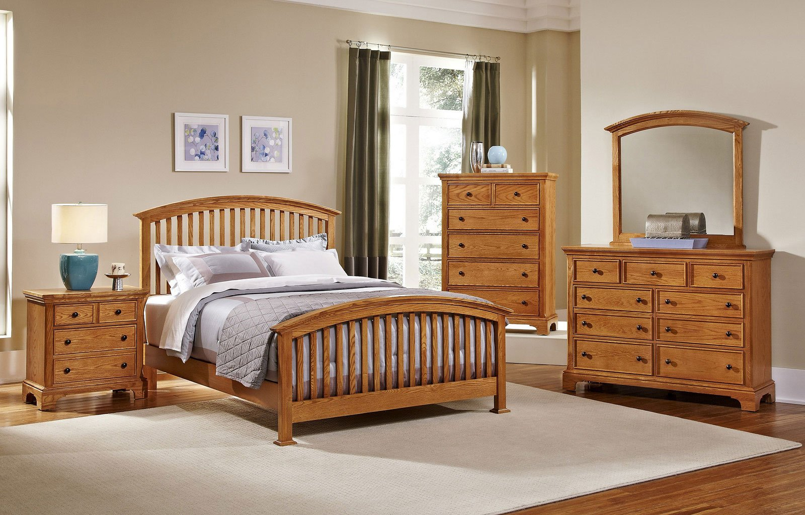 Forsyth Arched Bedroom Set Medium Oak Vaughan Bassett Furniture Cart for size 1600 X 1024