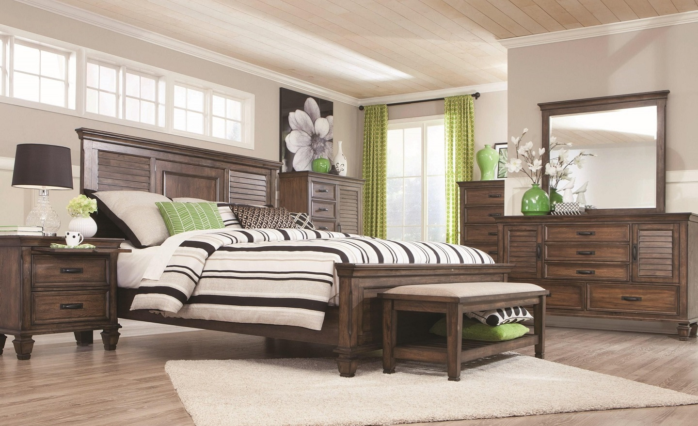 Franco Oak 4 Piece Cal King Bedroom Set intended for dimensions 1440 X 879