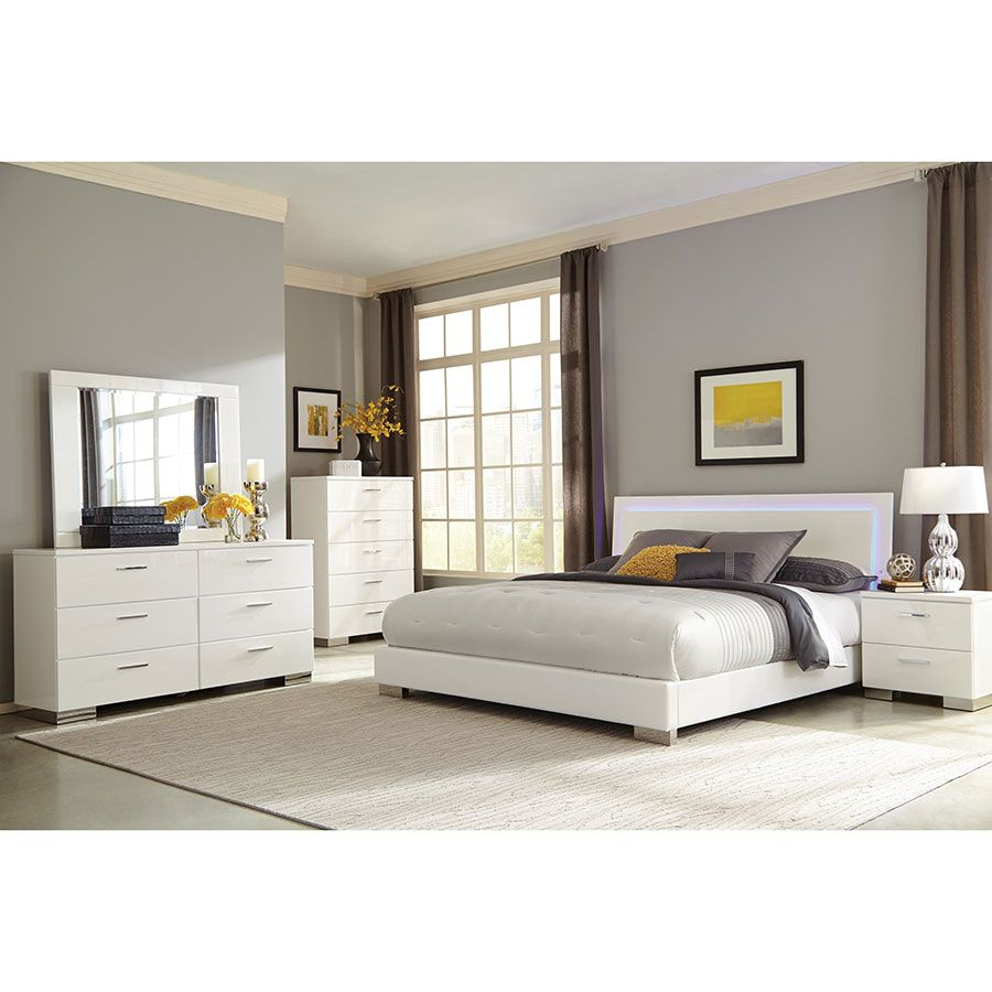 Fredrika Bedroom Set Lighted Headboard Home Solutions Bedroom in dimensions 900 X 900