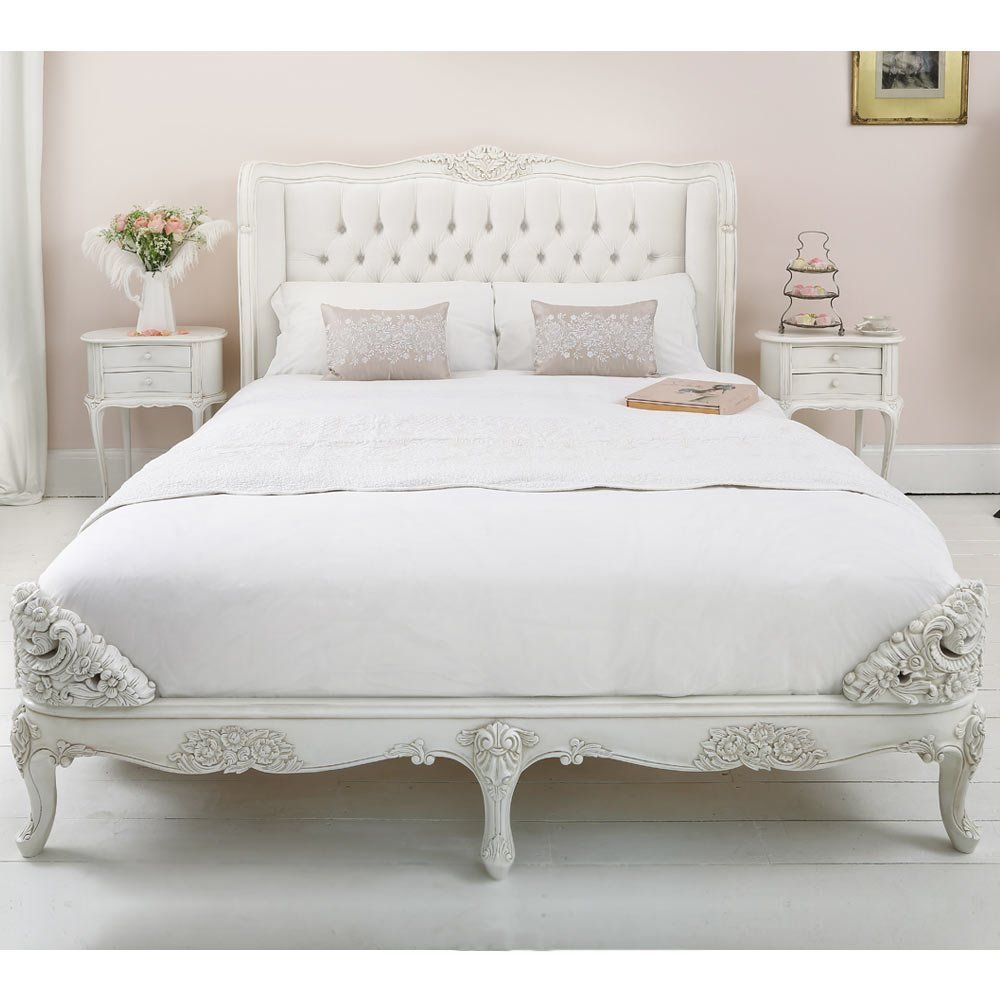 French Bed Provencal Ivory Velvet Upholstered Bed Master throughout measurements 1000 X 1000