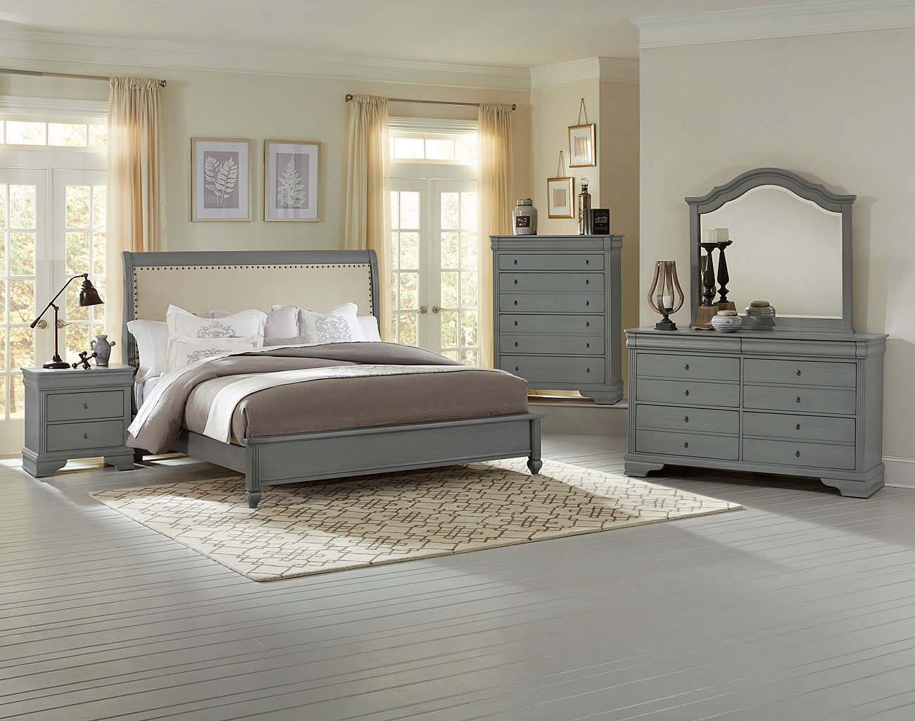 French Market Upholstered Bedroom Set Zinc throughout dimensions 1300 X 1024