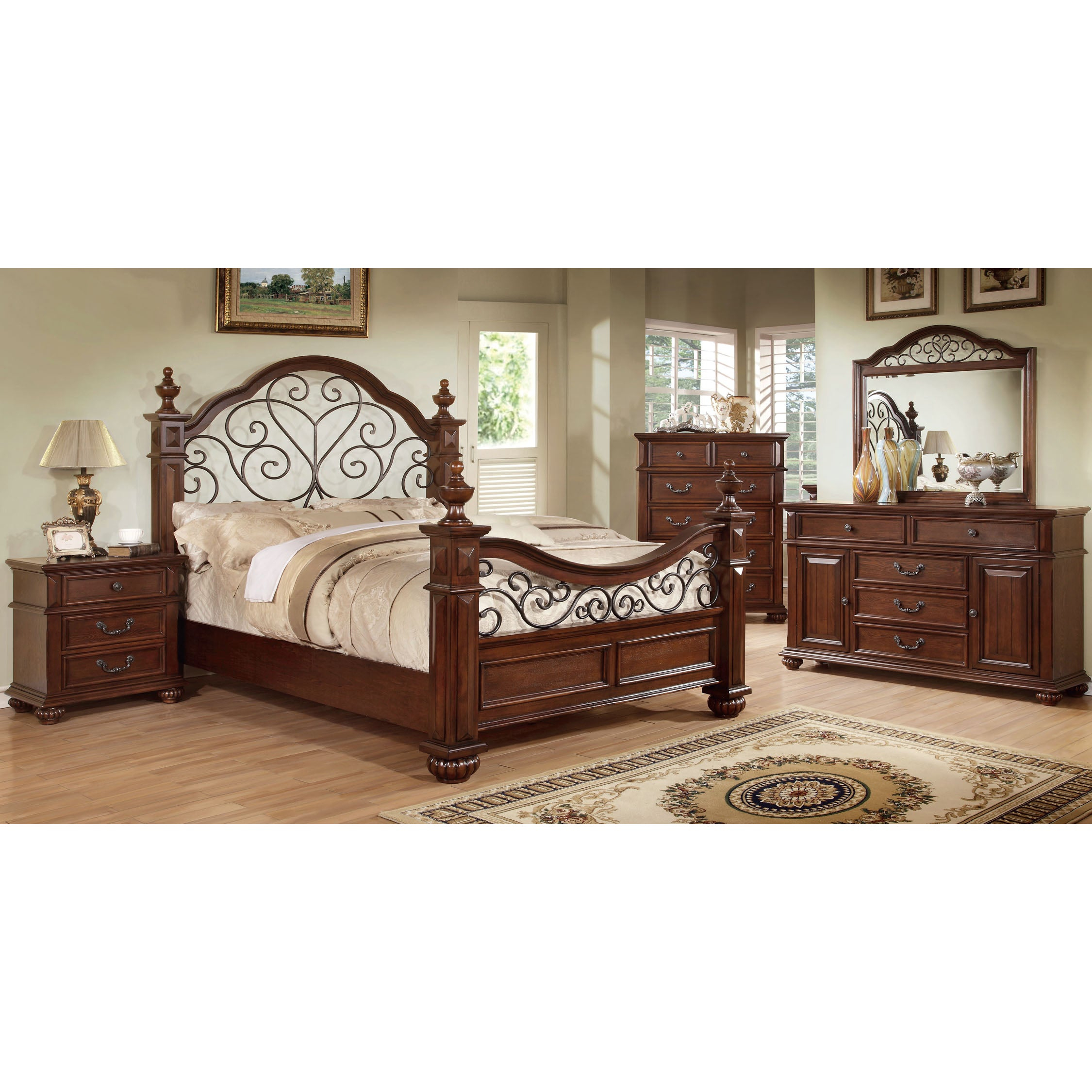 Furniture Of America Barath 4 Piece Antique Dark Oak Bedroom Set throughout size 2250 X 2250