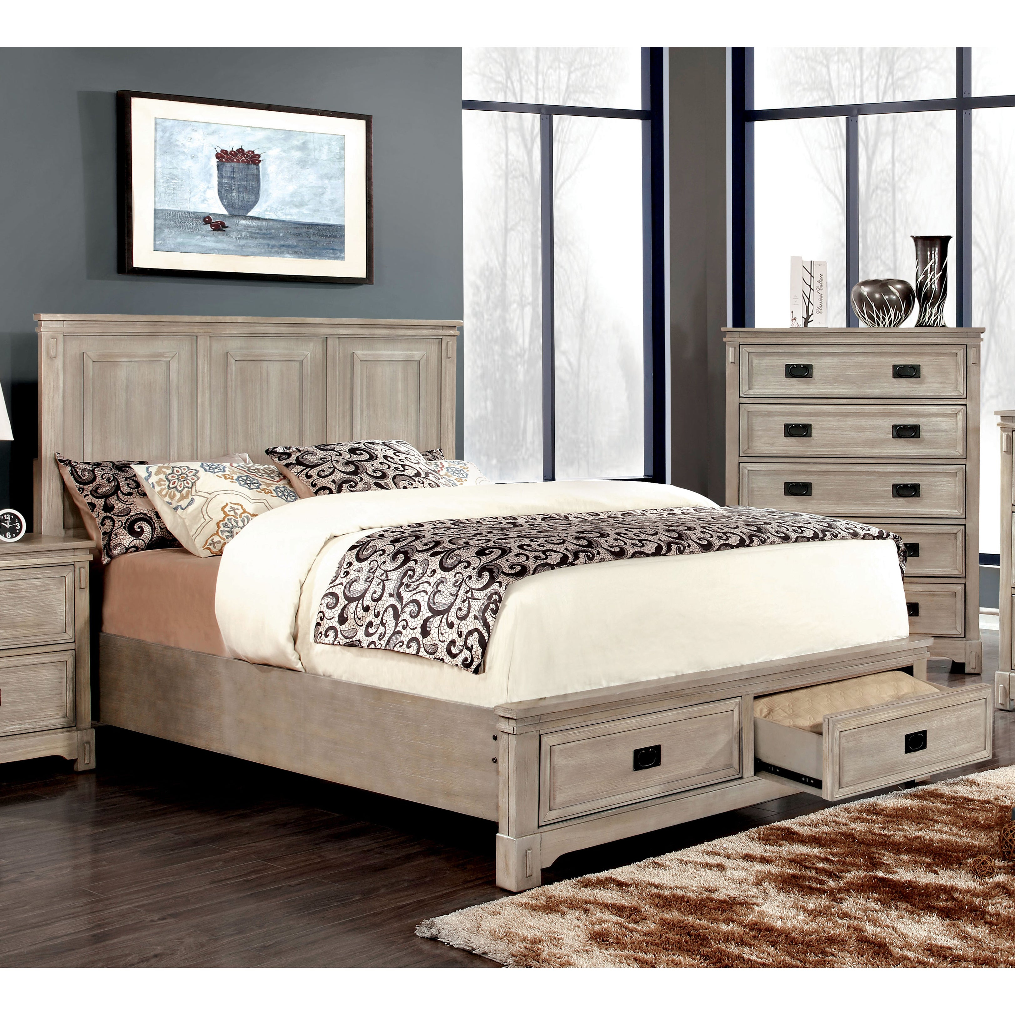 Furniture Of America Bodric 4 Piece Weathered Bedroom Set regarding sizing 3246 X 3246