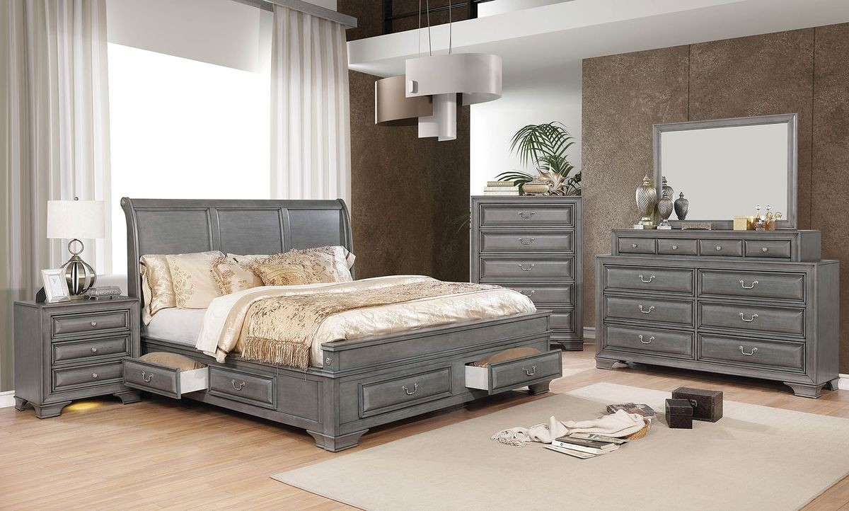 Furniture Of America Brandt Storage Bedroom Set In Gray regarding proportions 1200 X 722