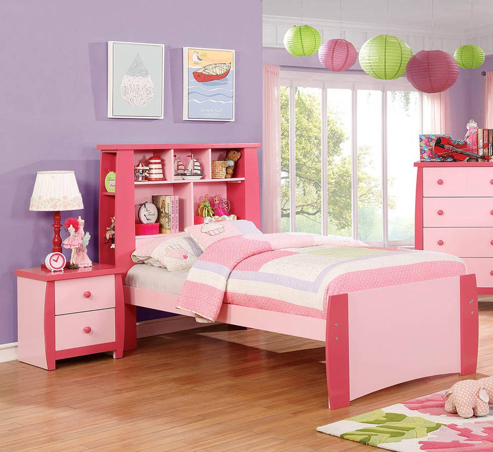 Furniture Of America Marlee Pink 2pc Kids Bedroom Set With Twin Bed in measurements 981 X 900