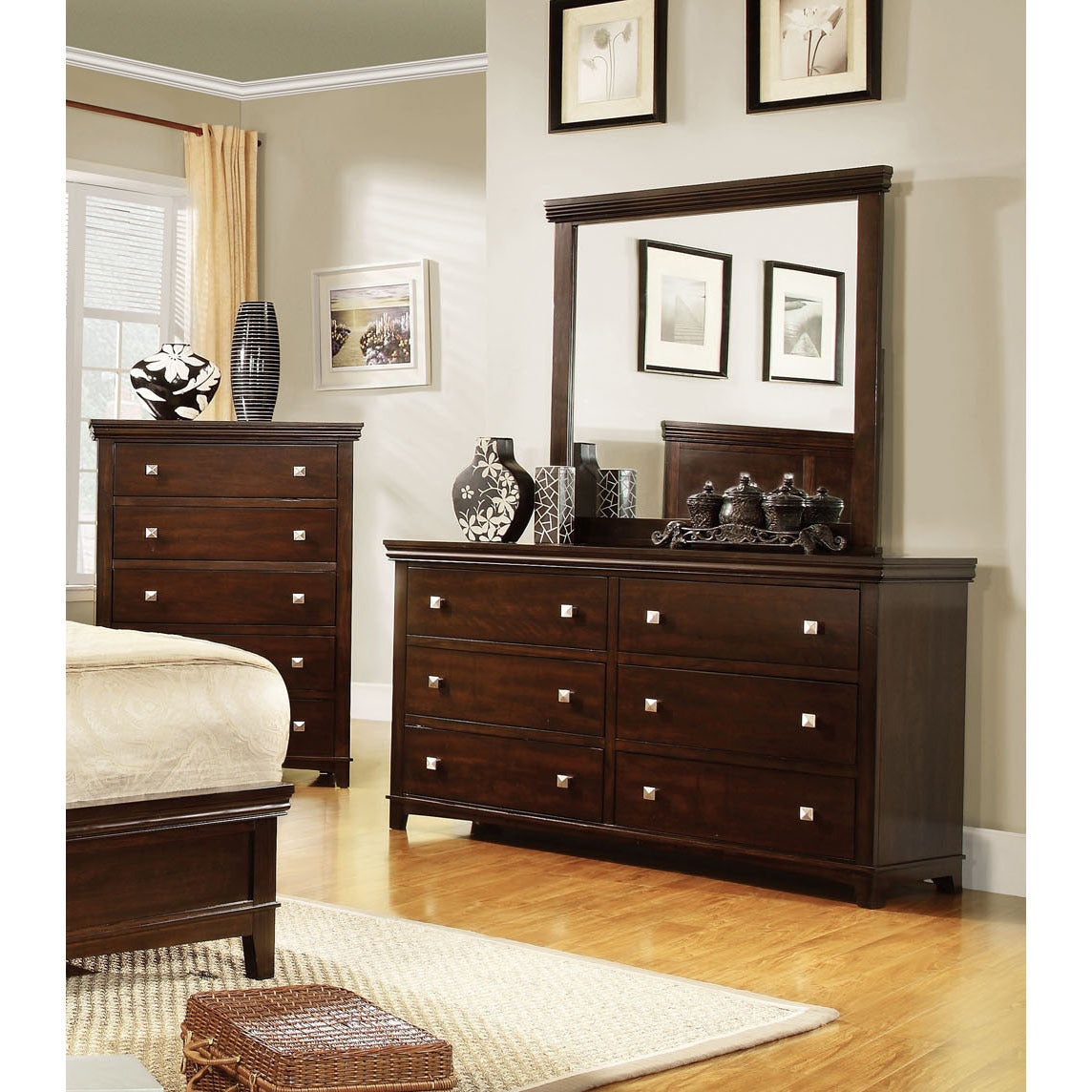 Furniture Of America Tranzio Natural 2 Piece Dresser And Mirror Set throughout sizing 1144 X 1144