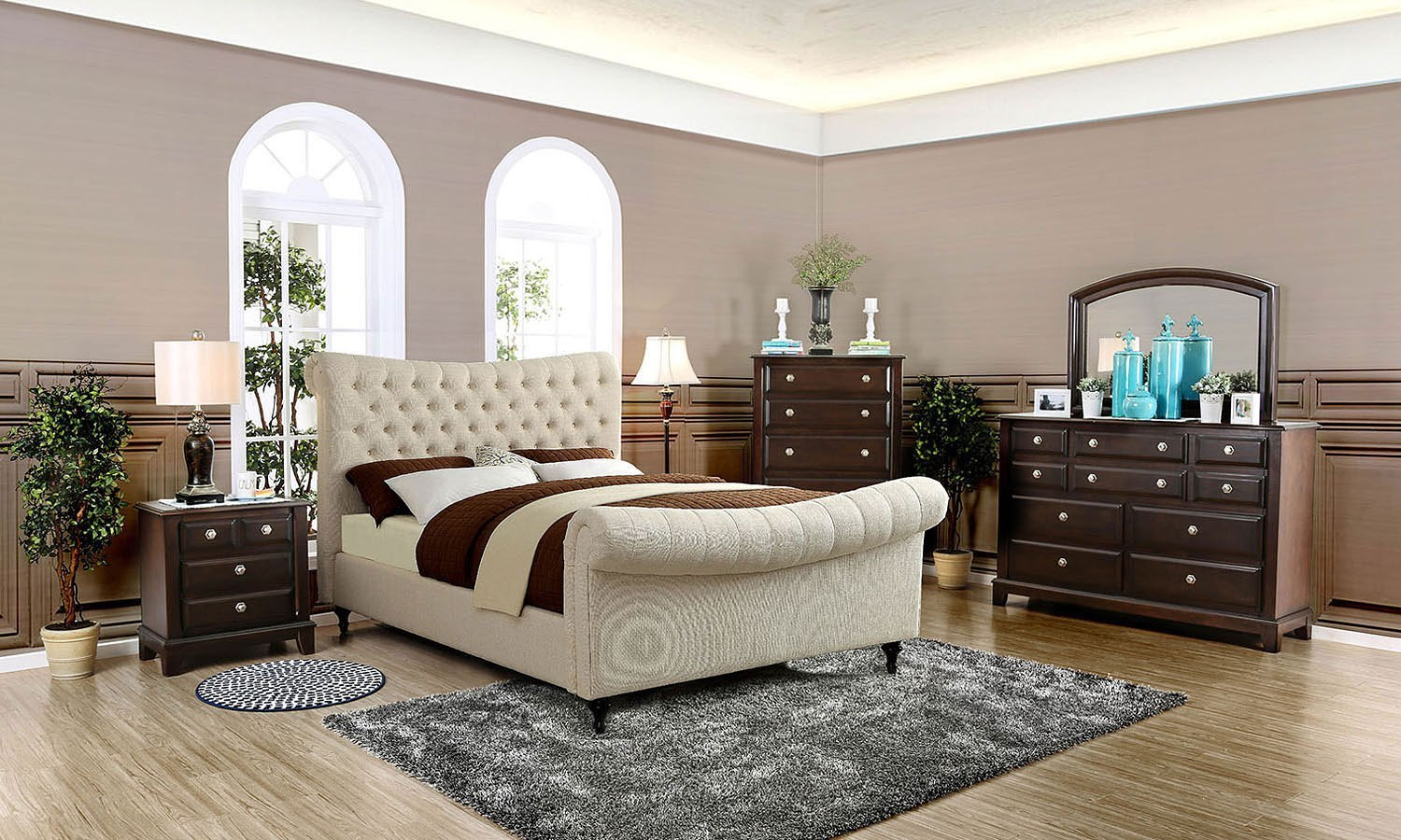 Galene Upholstered Bedroom Set Beige with sizing 1500 X 900