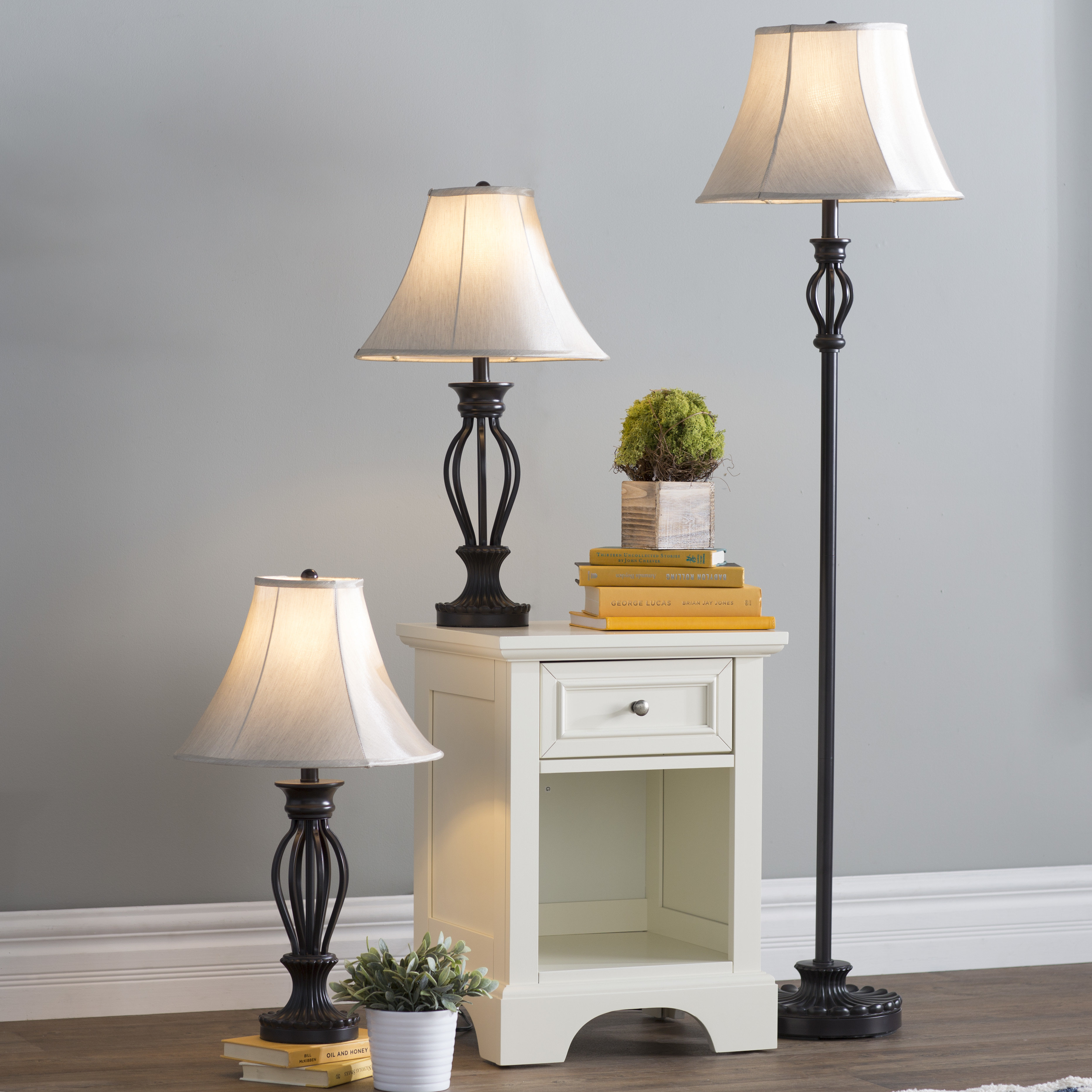 Gambier 3 Piece Table And Floor Lamp Set for sizing 3729 X 3729