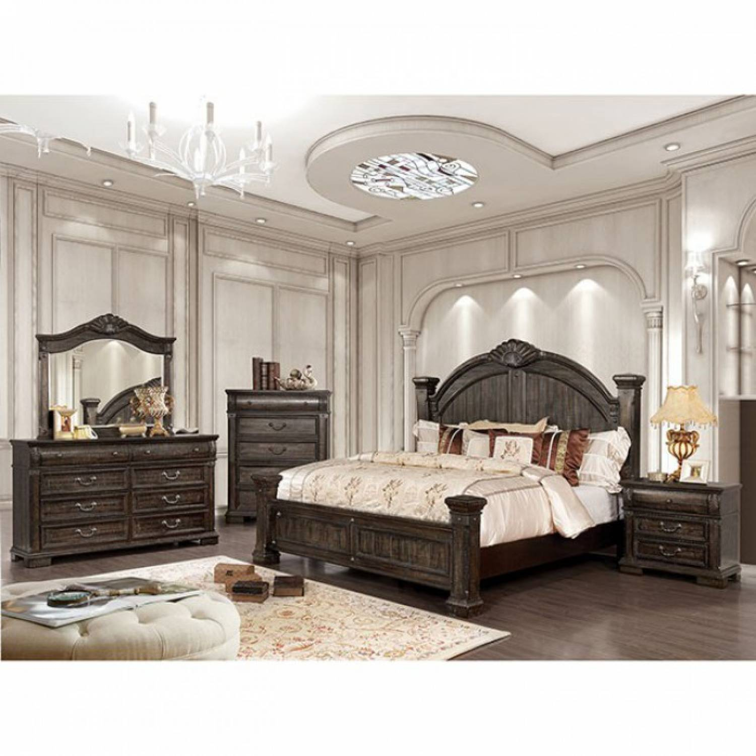 Genevieve Calking Bedroom Set Cm7428kw Gr regarding proportions 1500 X 1500