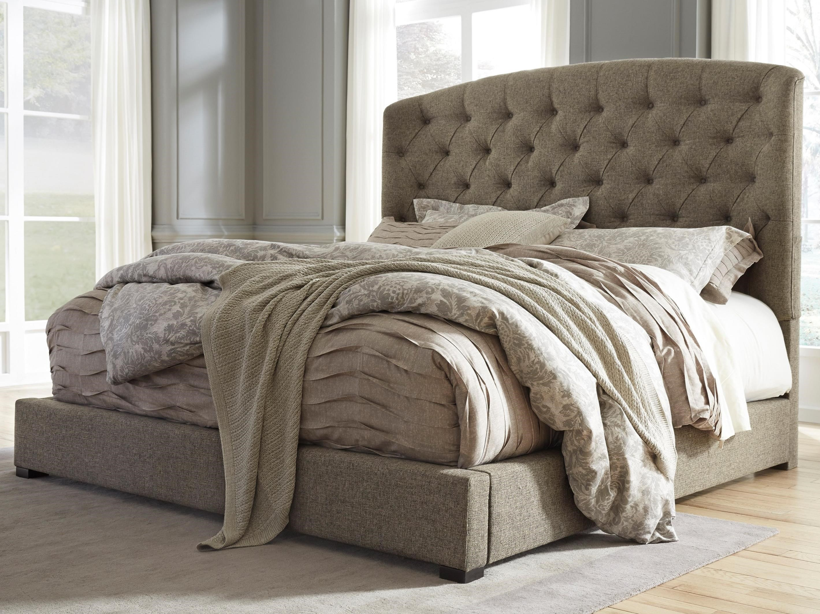 Gerlane Queen Upholstered Bed With Arched Tufted Headboard And Low Footboard Belfort Select At Belfort Furniture pertaining to dimensions 2839 X 2126