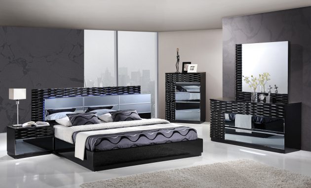 Global Furniture Manhattan 4 Piece Platform Bedroom Set In Black with measurements 1600 X 1065