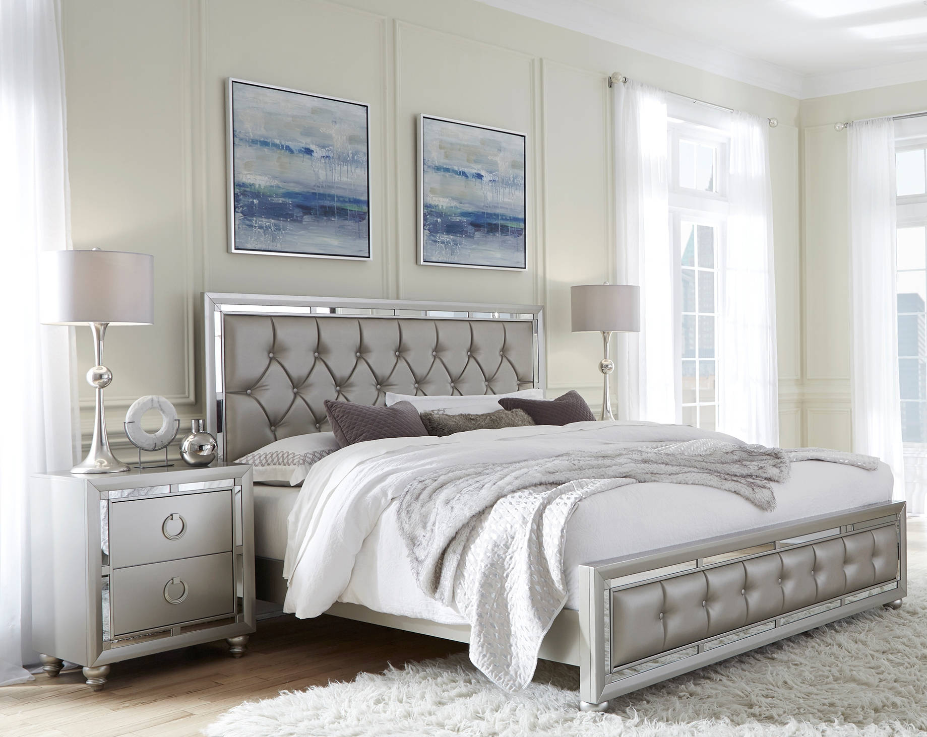 Global Furniture Riley Silver 2pc Bedroom Set With King Bed in dimensions 1839 X 1463