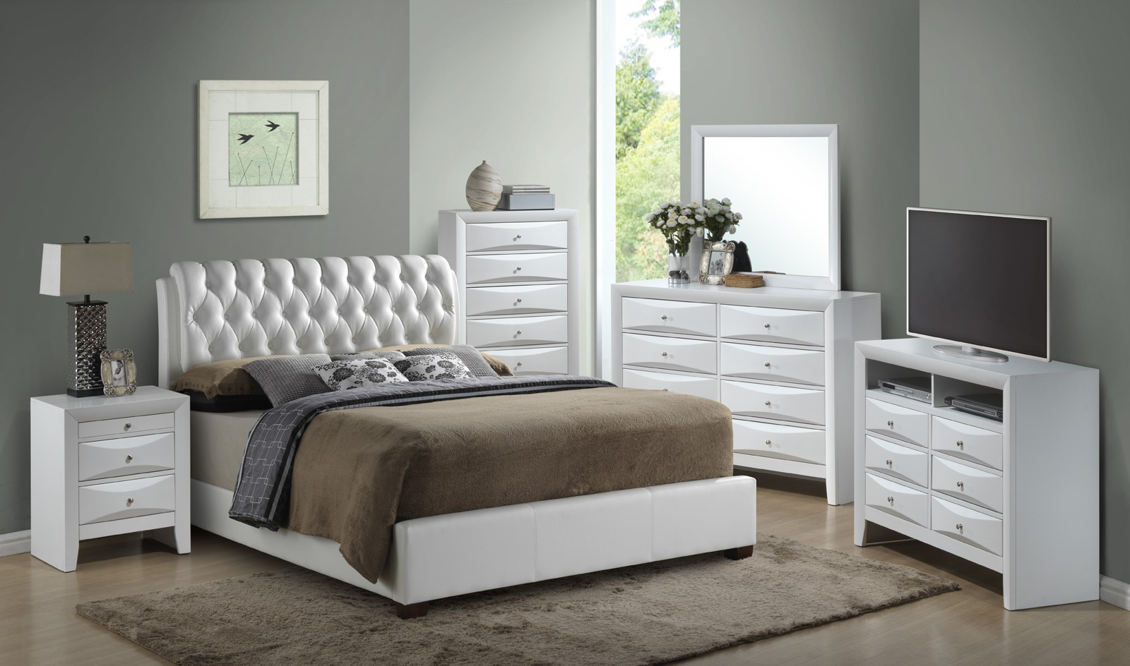 Glory Furniture G1570 Full Button Tufted Bed In White G1570c Fb Up in measurements 1600 X 944