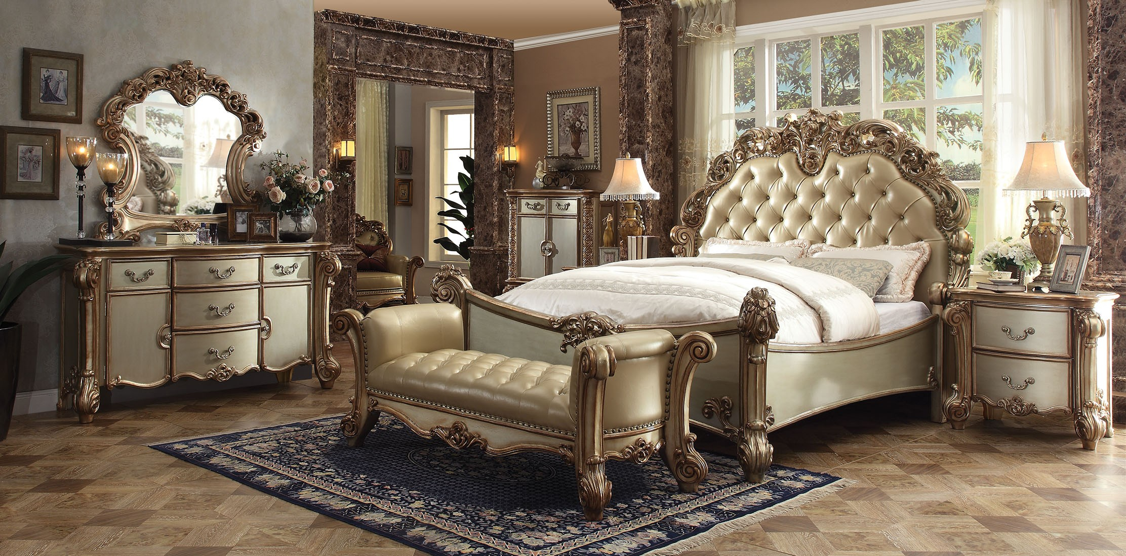 Gold Patina Gl082920 Kingqueen Bedroom Set in size 2224 X 1098