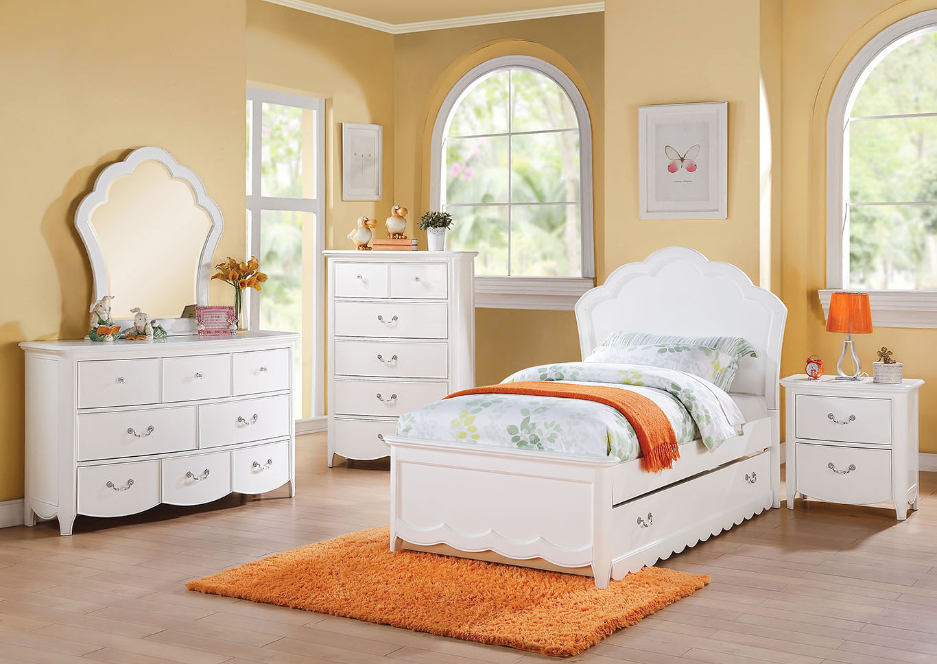 Gorees Furniture Opelika Al Cecilie White Twin Wood Panel Bed inside sizing 1366 X 968