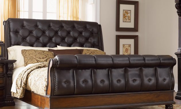 Grand Estates King Sleigh Bed W Leather Upholstery Fairmont Designs At Royal Furniture throughout measurements 3360 X 3360