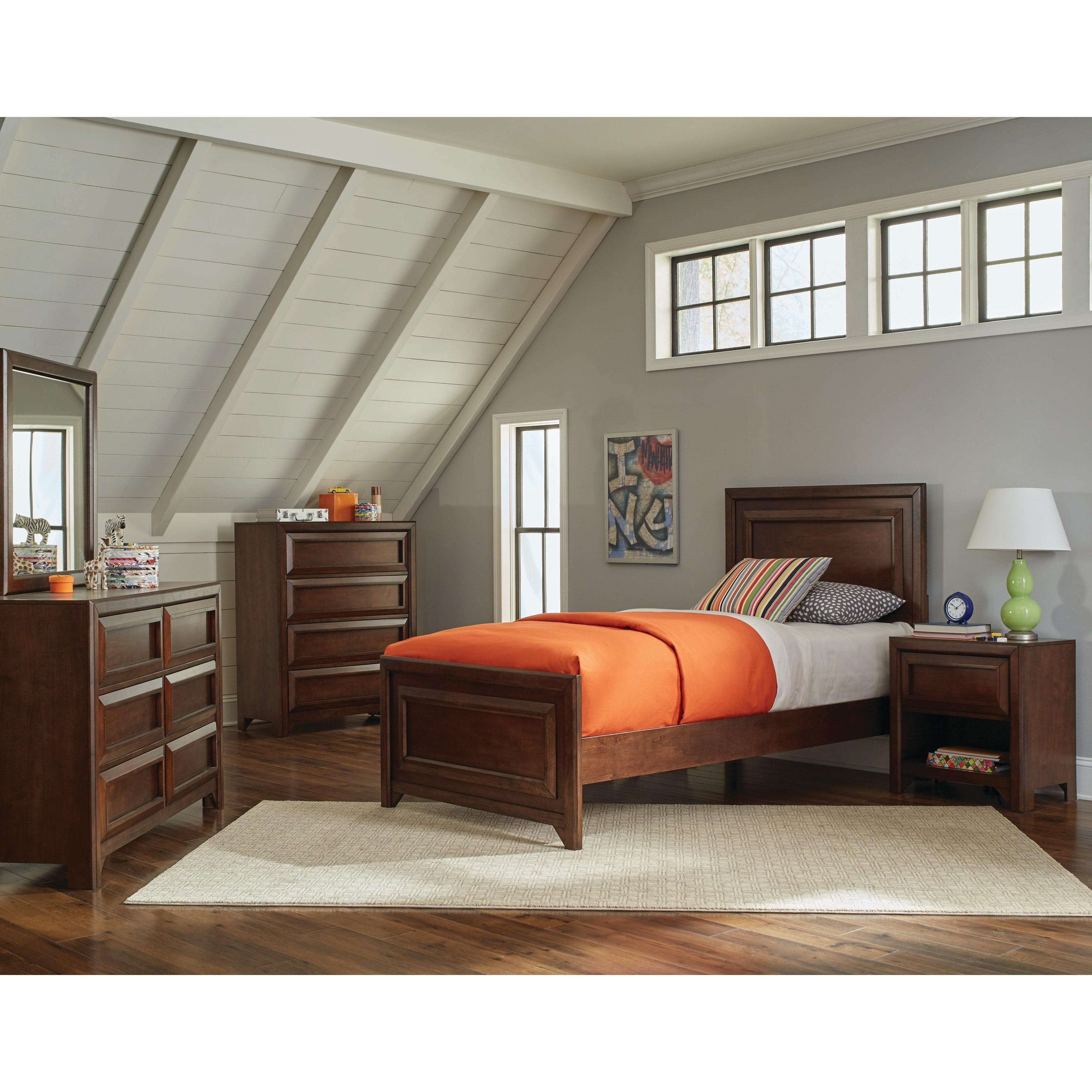 Greenough Transitional Maple Oak 5 Piece Bedroom Set throughout size 3500 X 3500