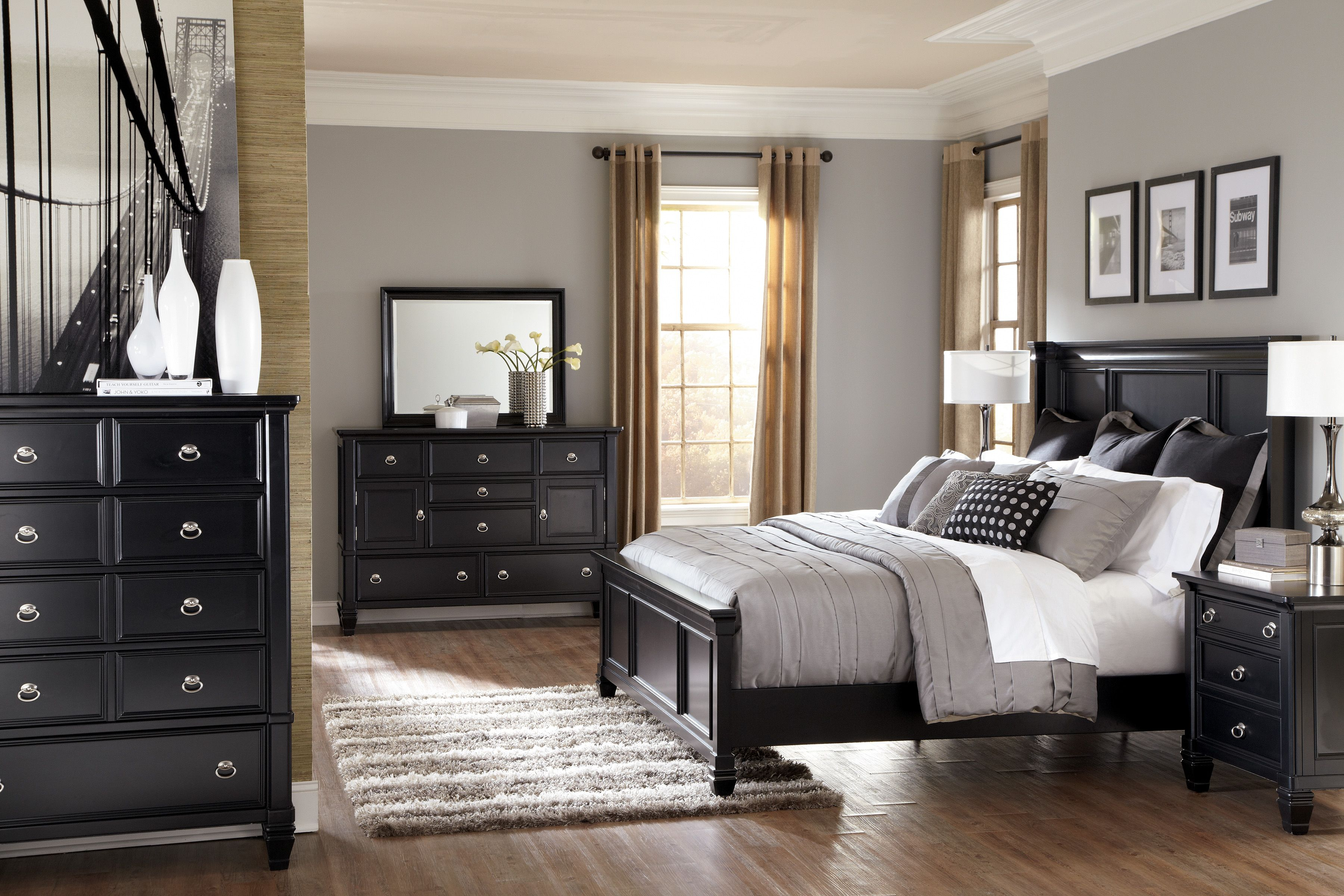 Greensburg 4 Piece Panel Bedroom Set In Black In 2019 New pertaining to sizing 3600 X 2400
