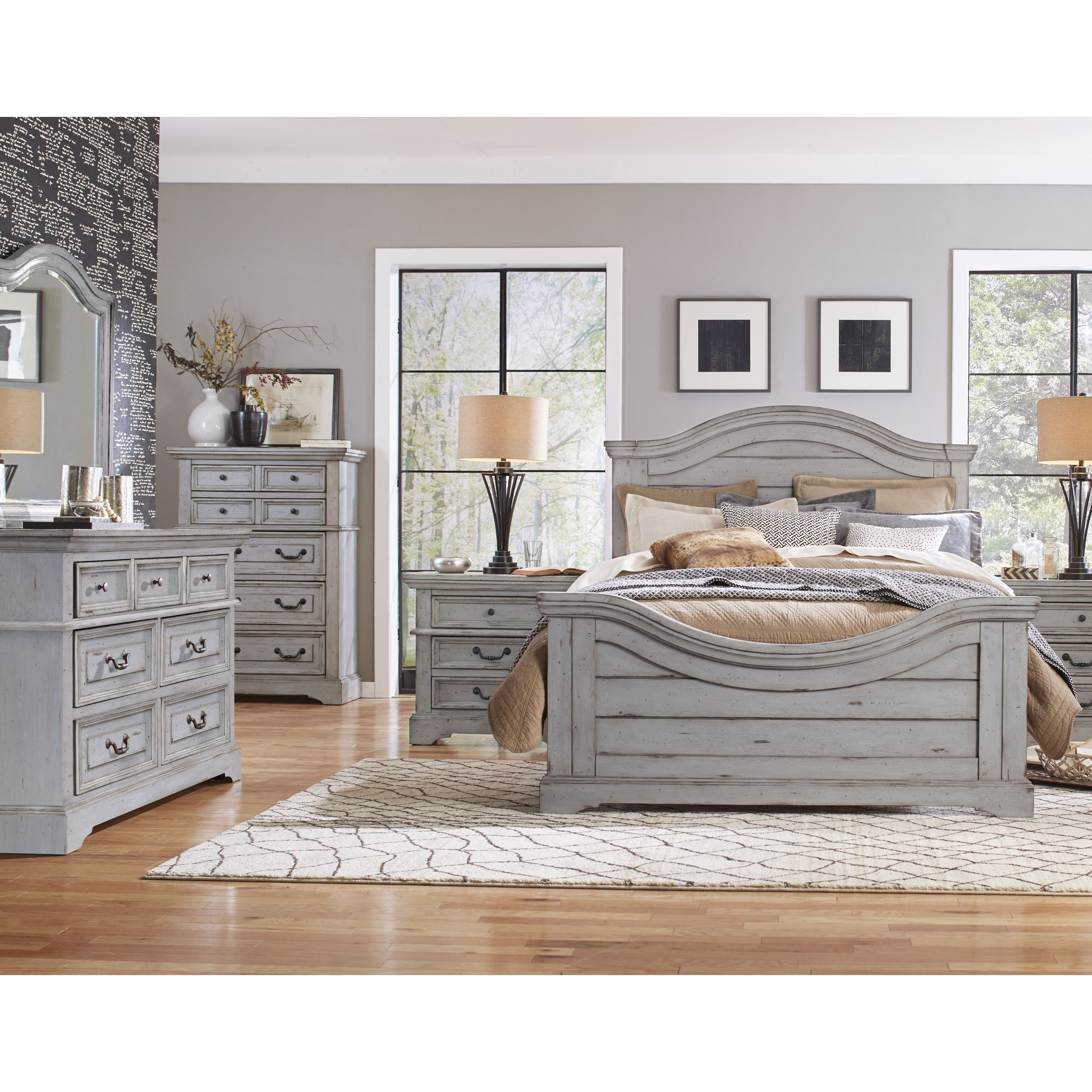 Greyson Living Lakewood Panel 5 Piece Bedroom Set Lakewood Grey with dimensions 3400 X 3400