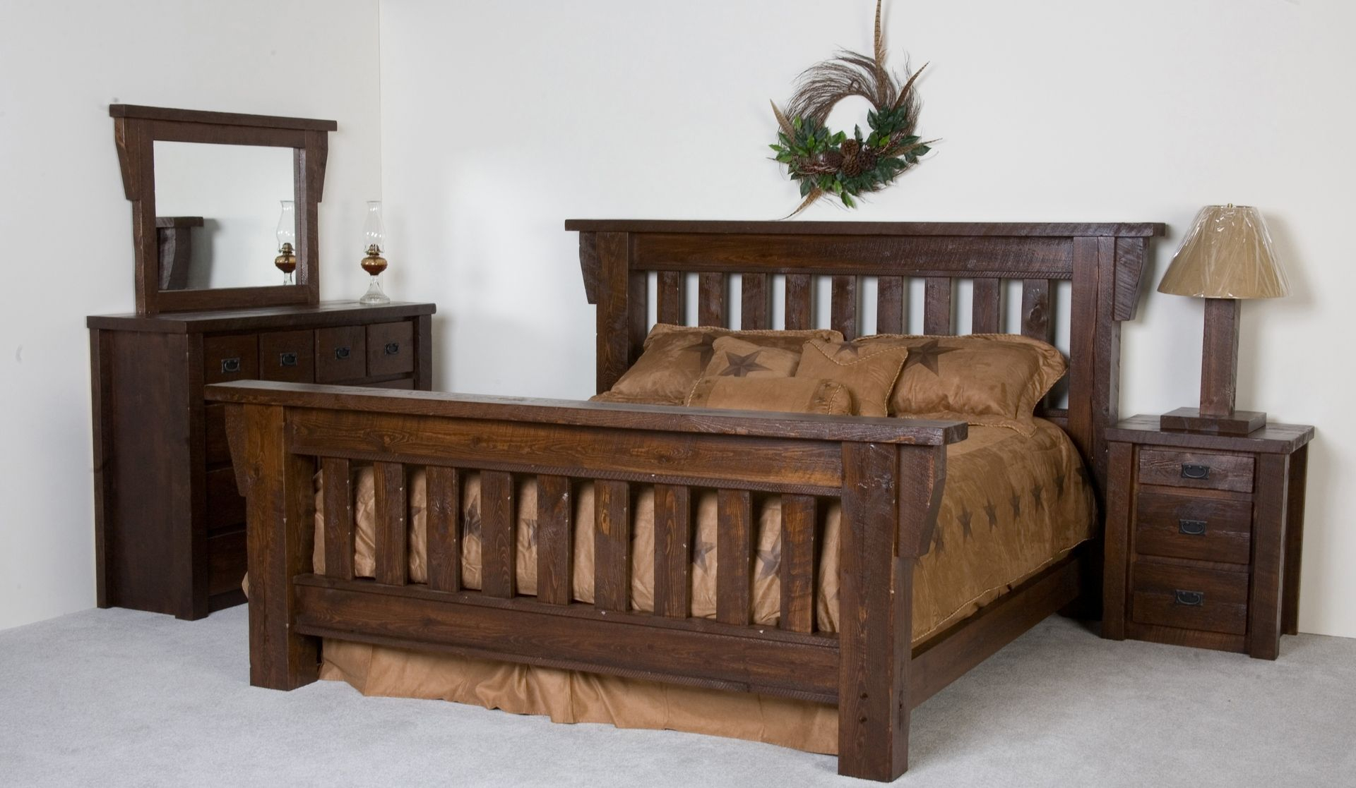 Hand Crafted Timberwood Barnwood Bed Frame Viking Log Furniture pertaining to measurements 1920 X 1117