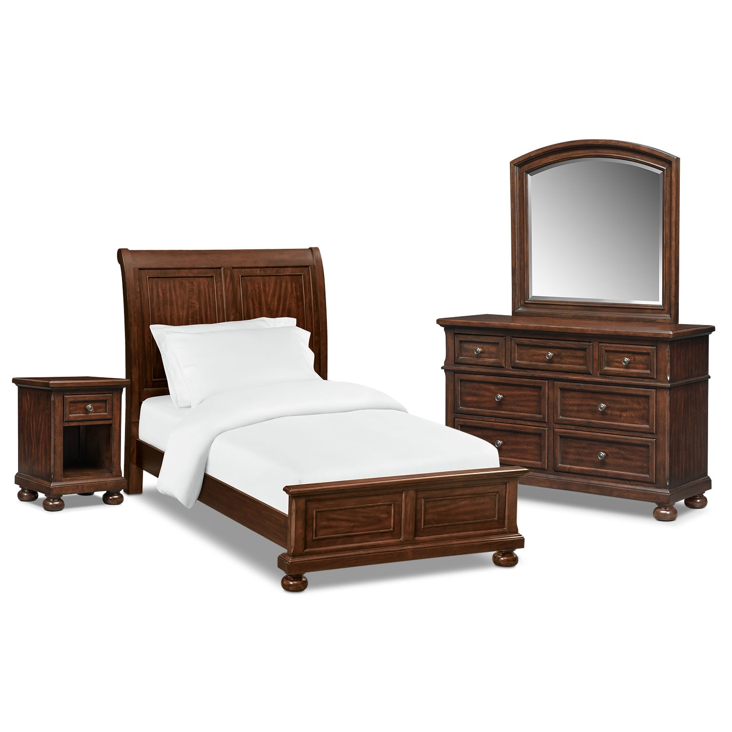 Hanover Youth 6 Piece Sleigh Bedroom Set With Nightstand Dresser And Mirror for dimensions 1500 X 1500