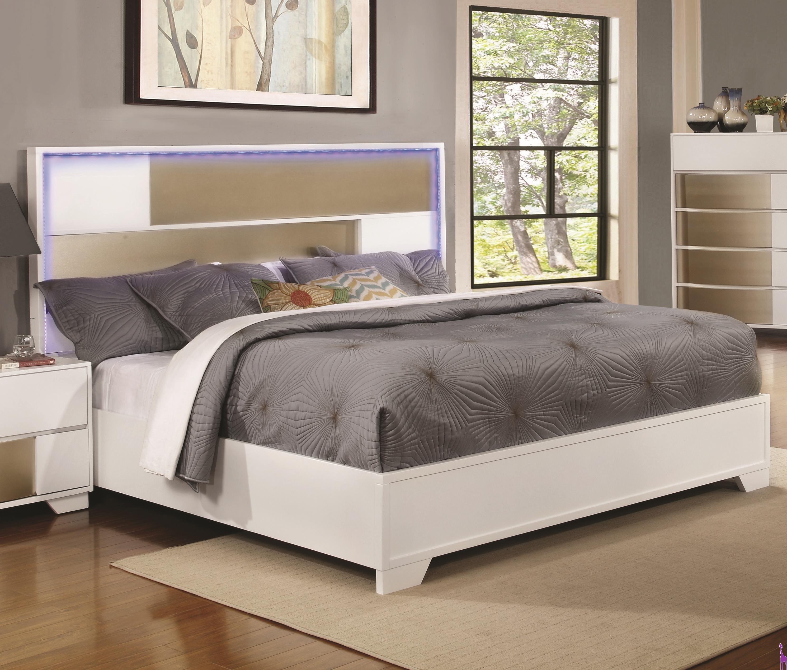 Havering Bed With Led Lighted Headboard Coaster 204741 pertaining to dimensions 2981 X 2538