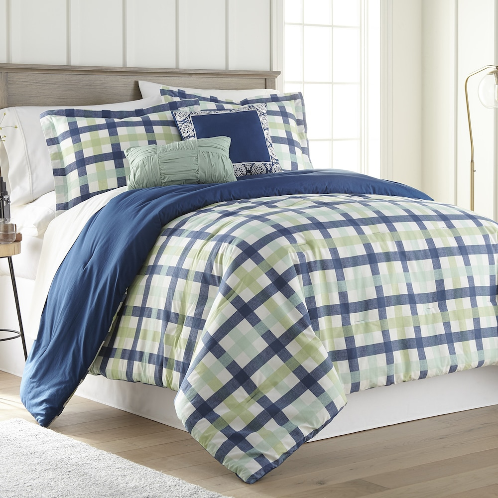 Hawthorne Park 5 Piece Gingham Comforter Set Blue Queen Products pertaining to measurements 1000 X 1000