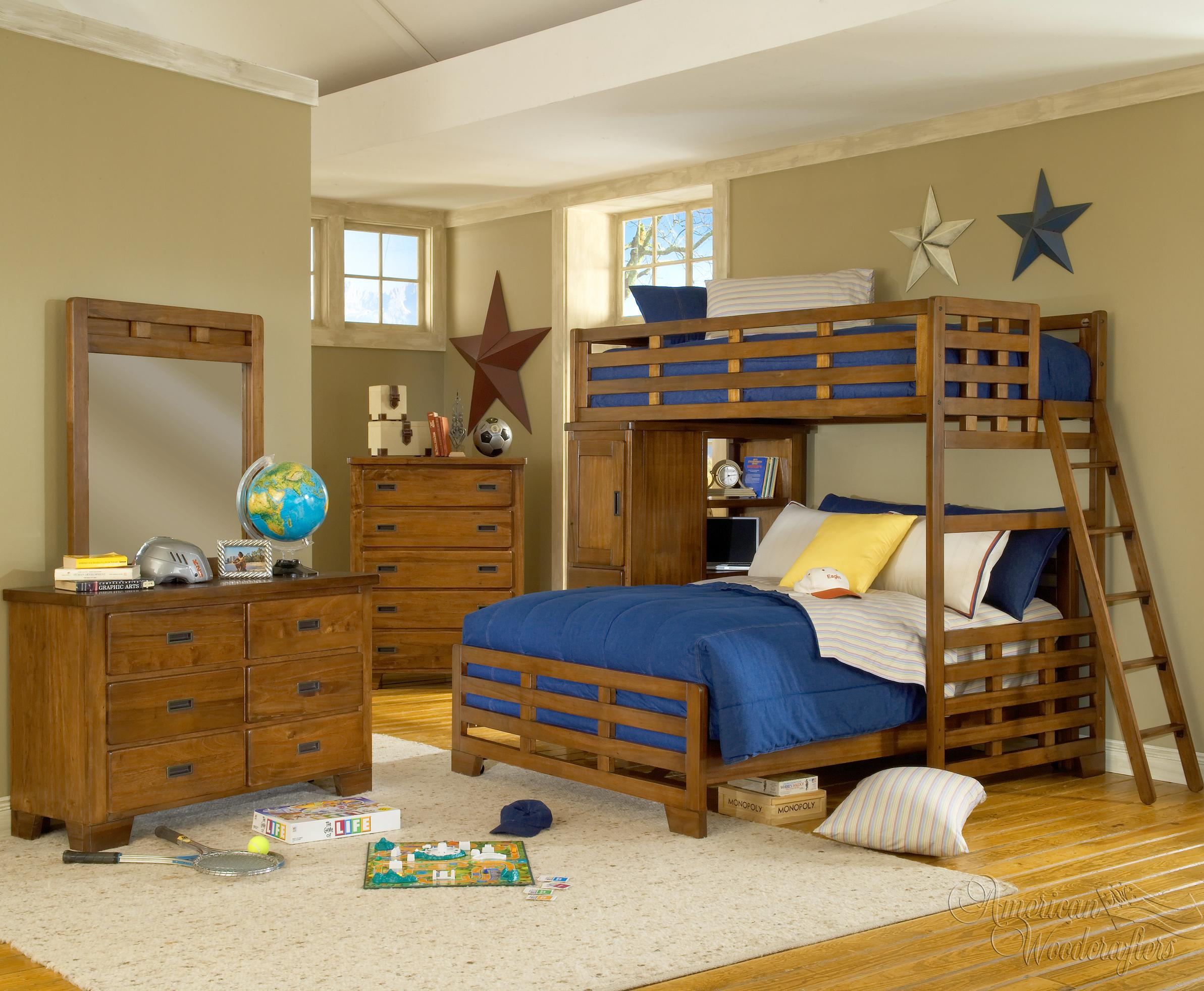 Heartland Twin Loft Bed Over Full Bedroom Group American Woodcrafters At Lindys Furniture Company pertaining to measurements 2385 X 1964