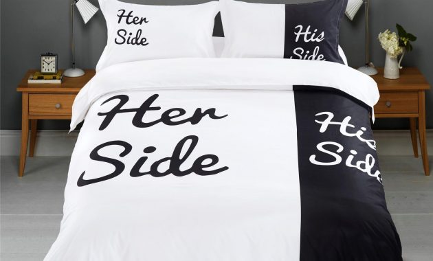 Her Side His Side Couples Bedding Sets 4pcs 3pcs Duvet Cover Bed Sheet With Pillow Casesqueen King White And Black Bed Linens Set with regard to proportions 1645 X 1920