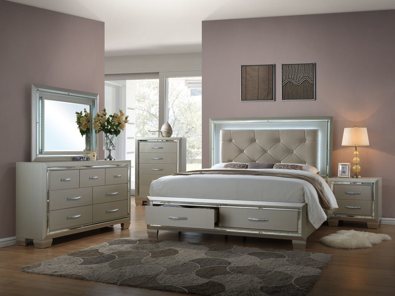 Hervorragend 5 Piece Bedroom Set Queen Whitewash Sets Off Modern within measurements 1279 X 960