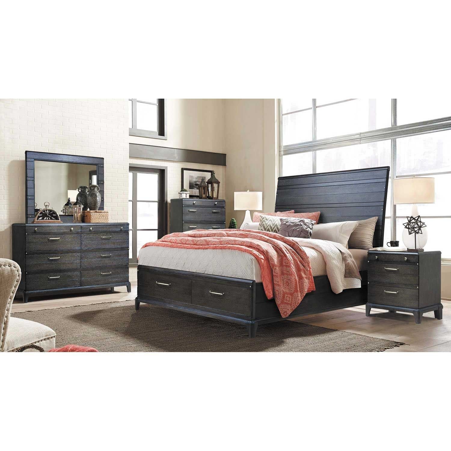 Hickory Dark 5 Piece Bedroom Set 450 Qbed 110 121 130 150 Rivers with proportions 1500 X 1500