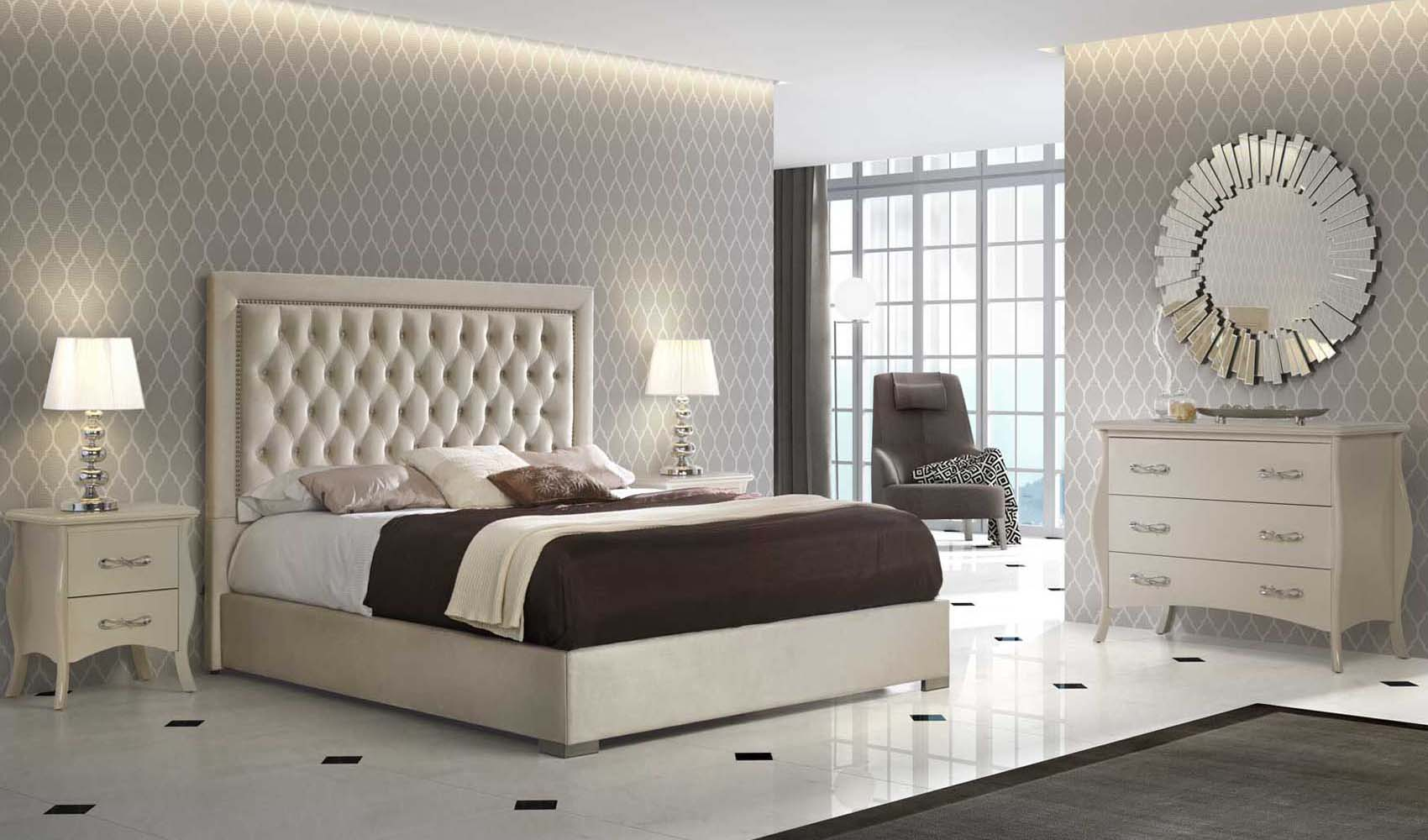 High End Modern Design Cream Bedroom Set with regard to size 1700 X 1000