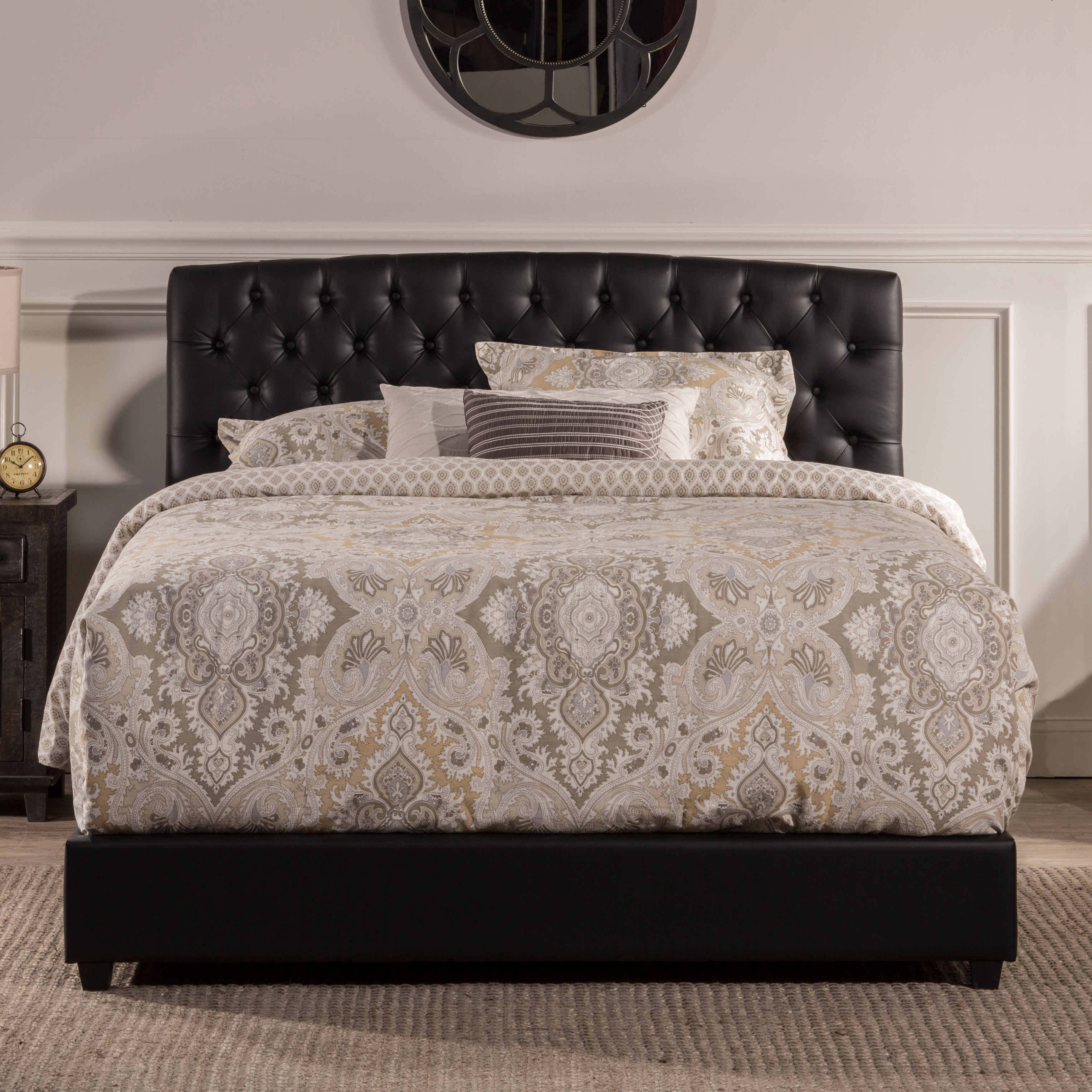 Hillsdale Hawthorne Tufted Black Faux Leather Upholstered Bed inside dimensions 3500 X 3500