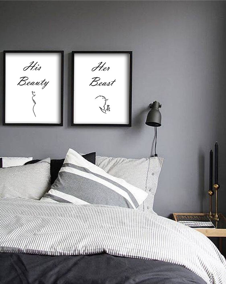 His Hers Beauty And The Beast Minimalist Wall Art Wall Decor Home Decor Poster His Beauty Her Beast Digital Graphic Download for size 794 X 997