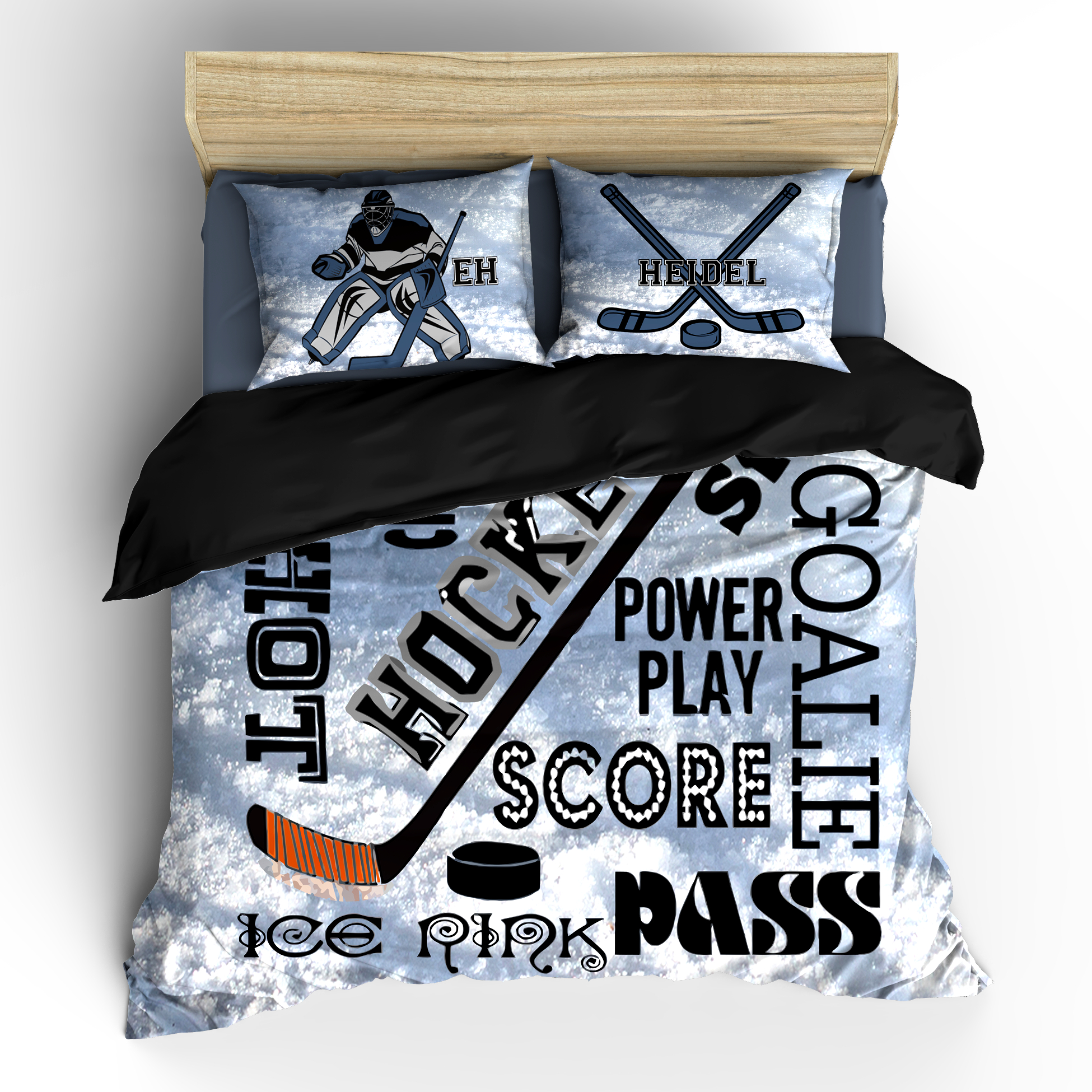 Hockey Goalie And Words Theme Bedding Set Duvet Or Comforter In regarding proportions 1950 X 1950