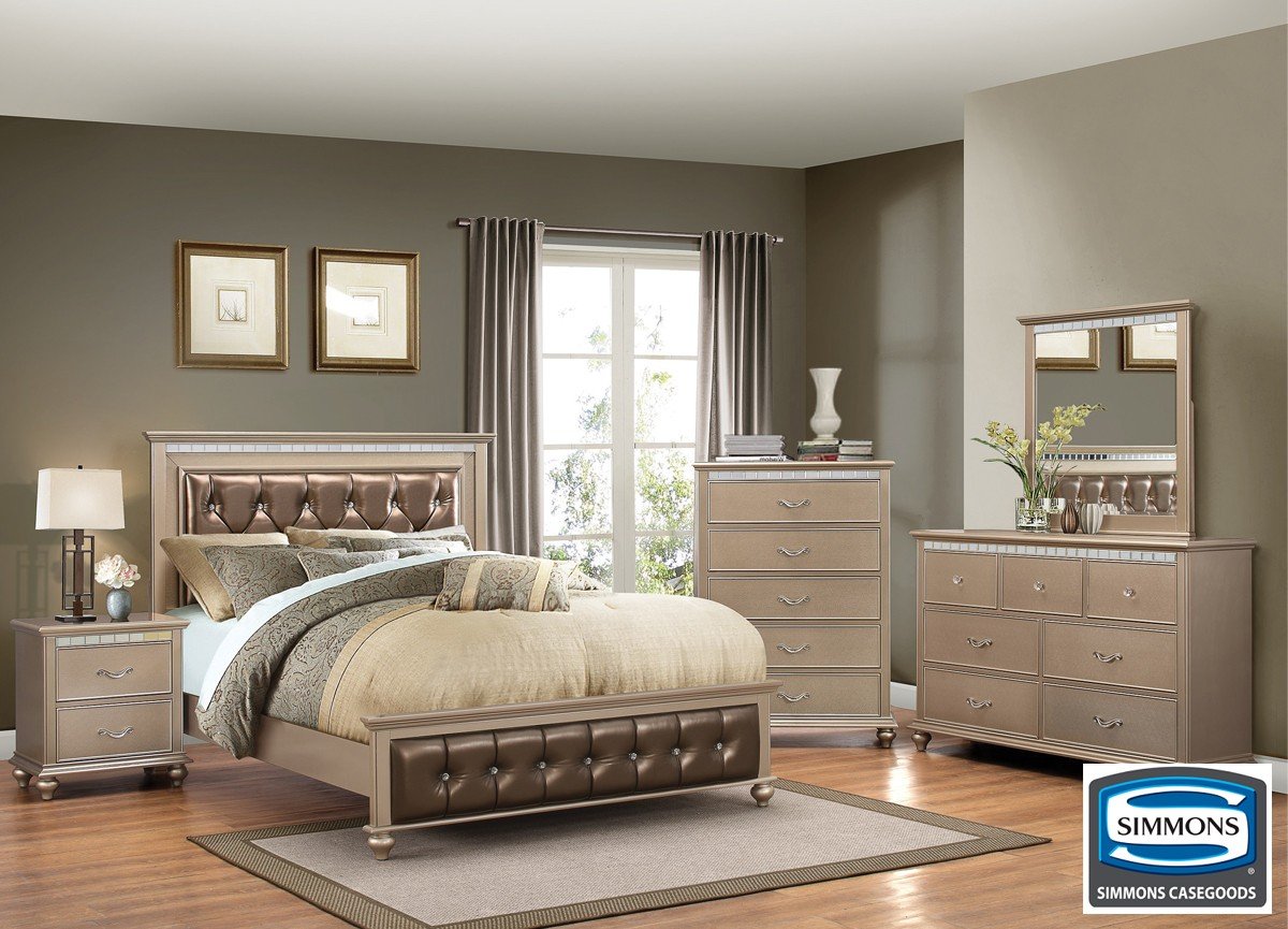 Hollywood Champagne 6 Piece Queen Bedroom intended for dimensions 1200 X 865