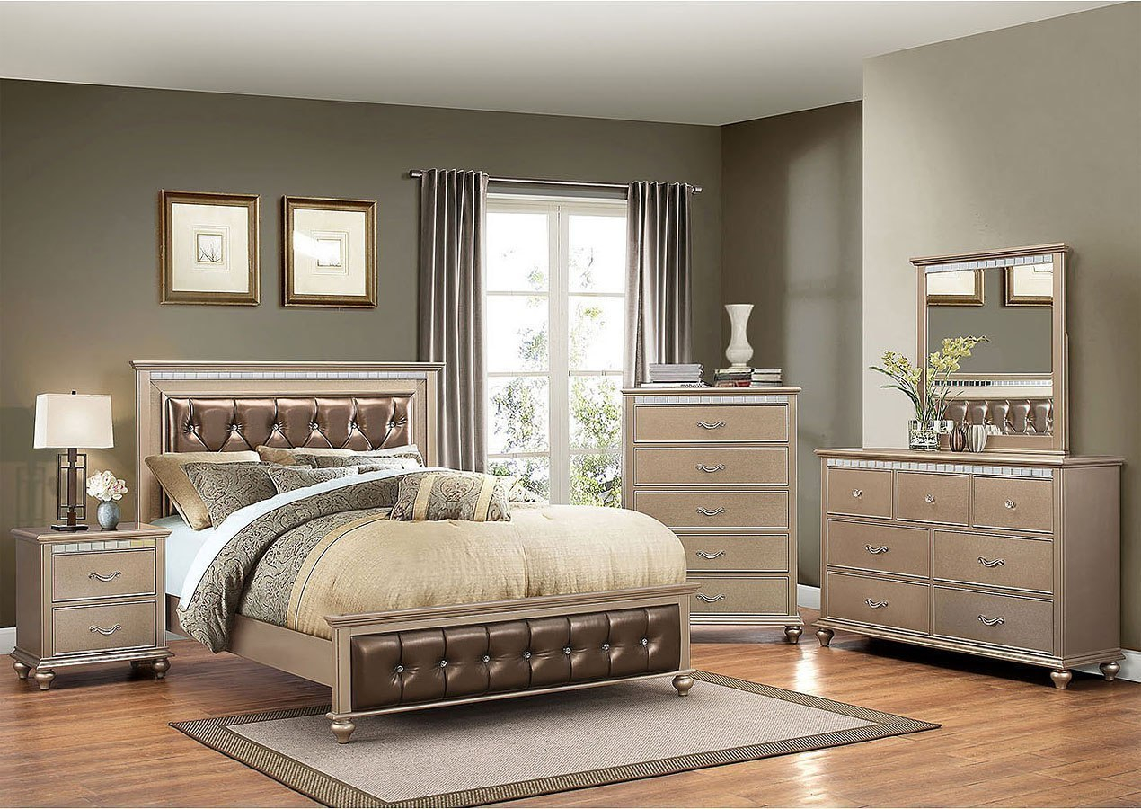 Hollywood Panel Bedroom Set Champagne with regard to sizing 1270 X 900