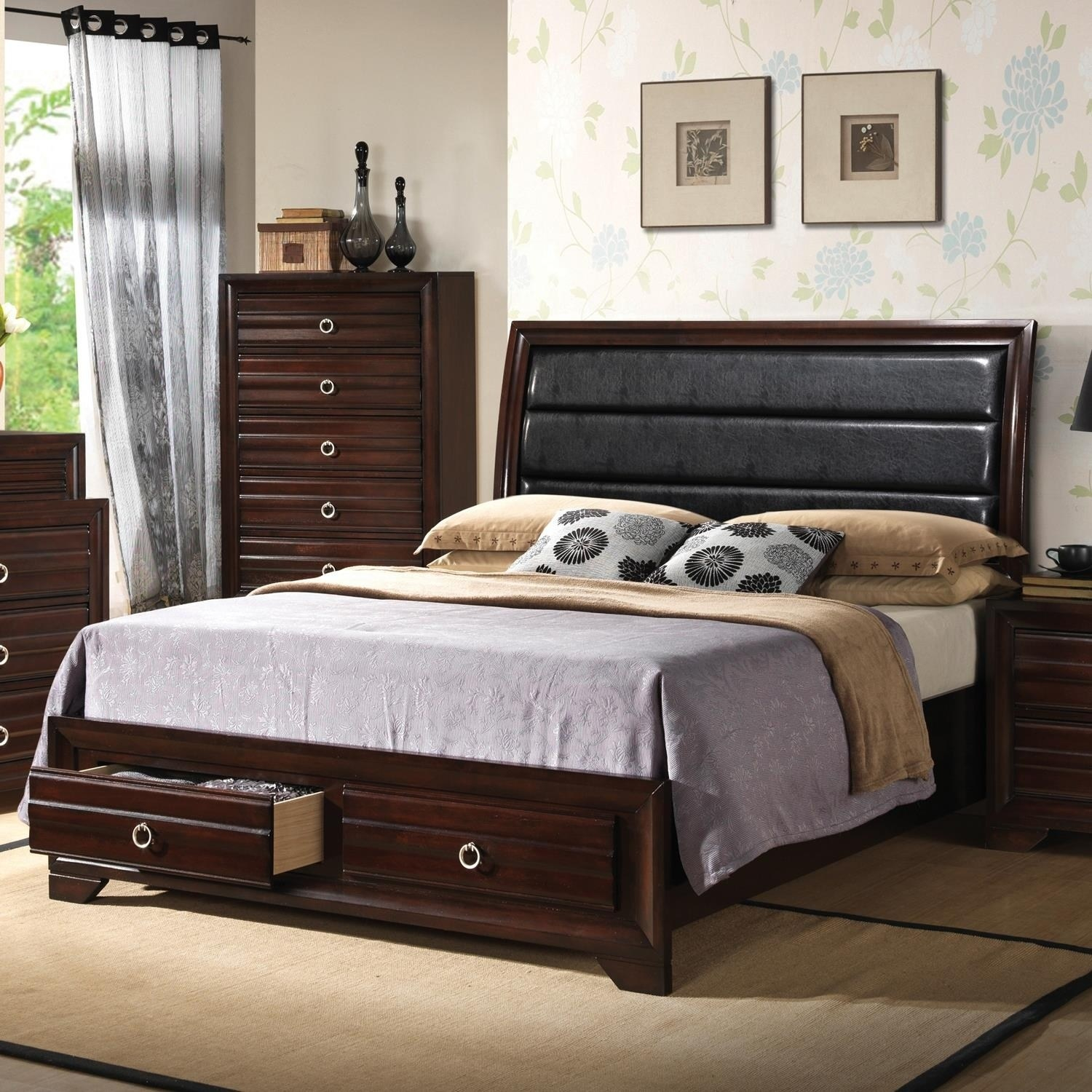 Home Source Brittany Mahogany Queen Bed Set inside measurements 1500 X 1500