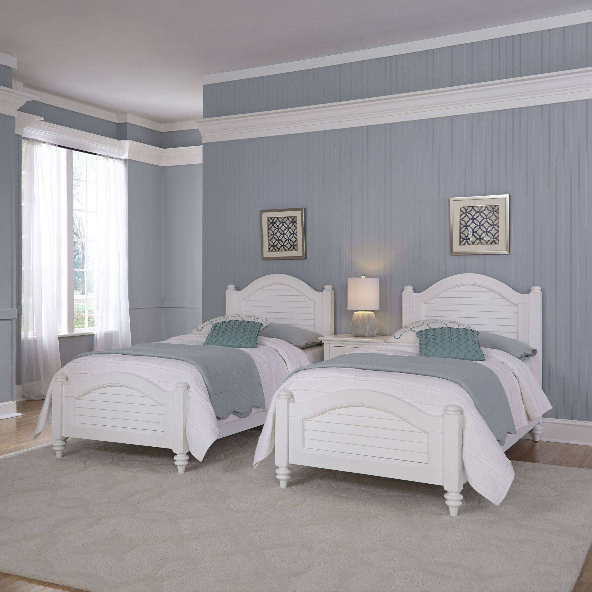 Home Styles Furniture Bermuda White 2 Twin Beds And Night Stand throughout sizing 2000 X 2000