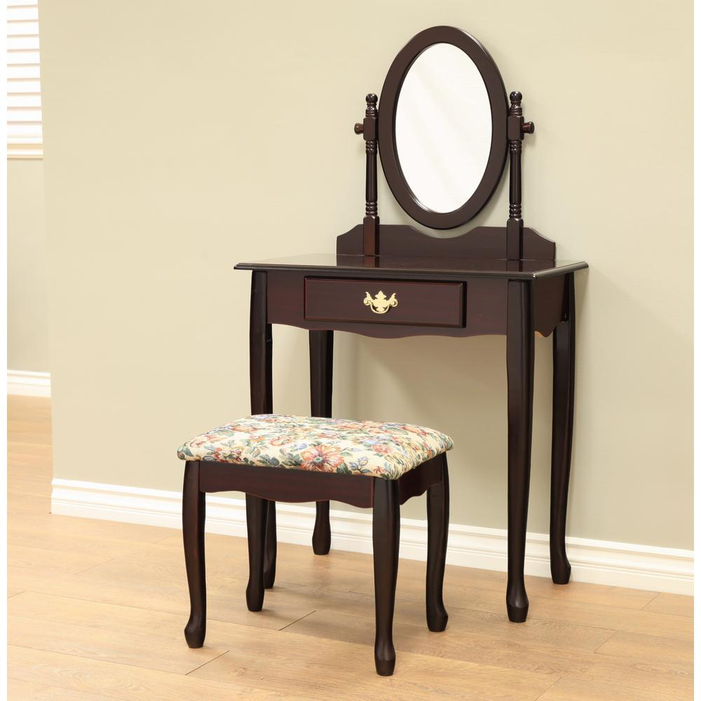 Homecraft Furniture Queen Annie 3 Piece Espresso Bedroom Vanity Set for size 1000 X 1000