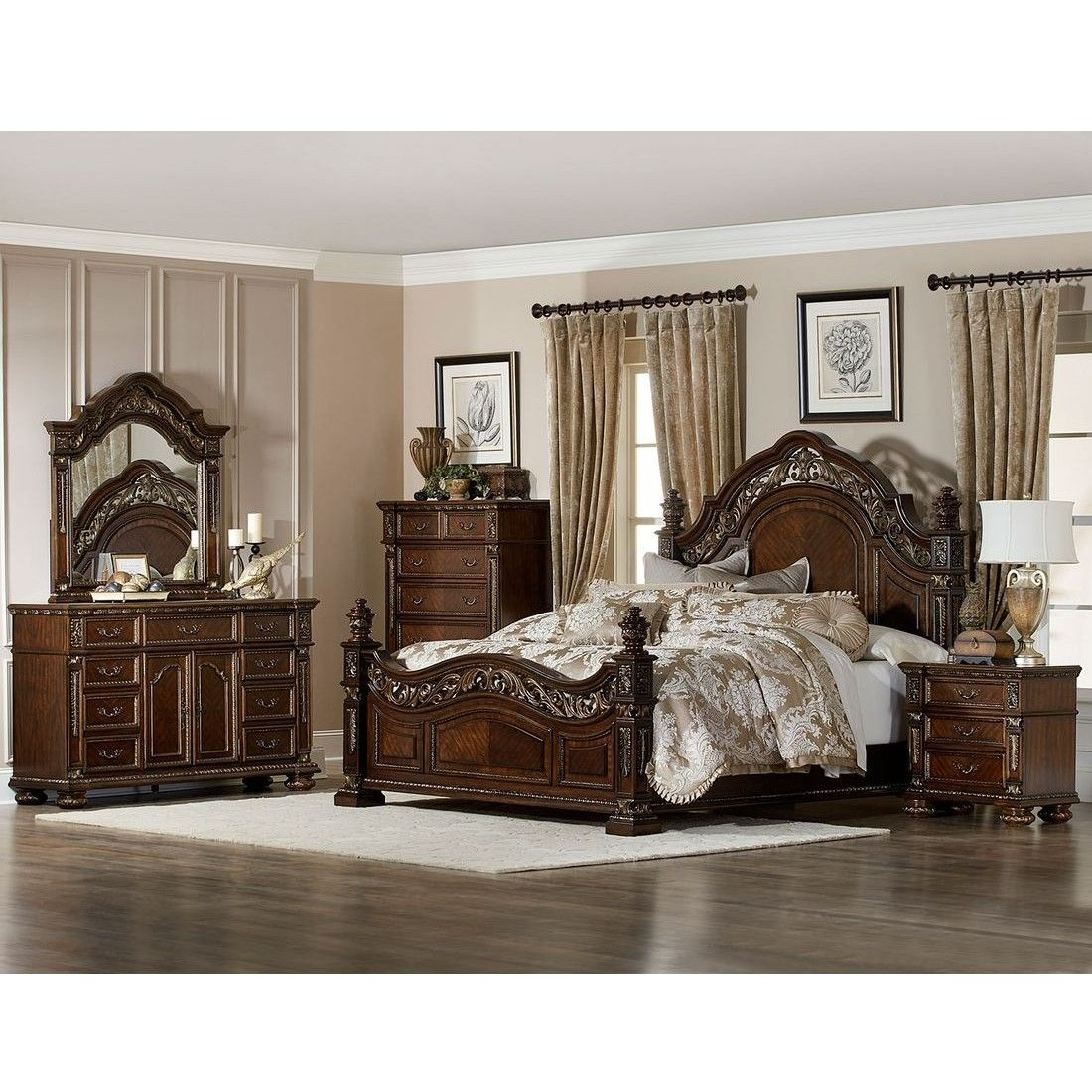 Homelegance Catalonia 4pc Queen Bedroom Set In Cherry with proportions 1100 X 1100