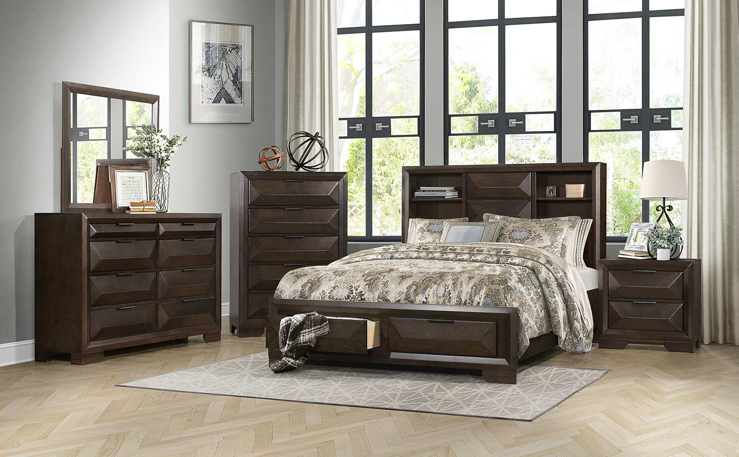 Homelegance Chesky Platform Storage Bedroom Set Warm Espresso with regard to proportions 1500 X 928