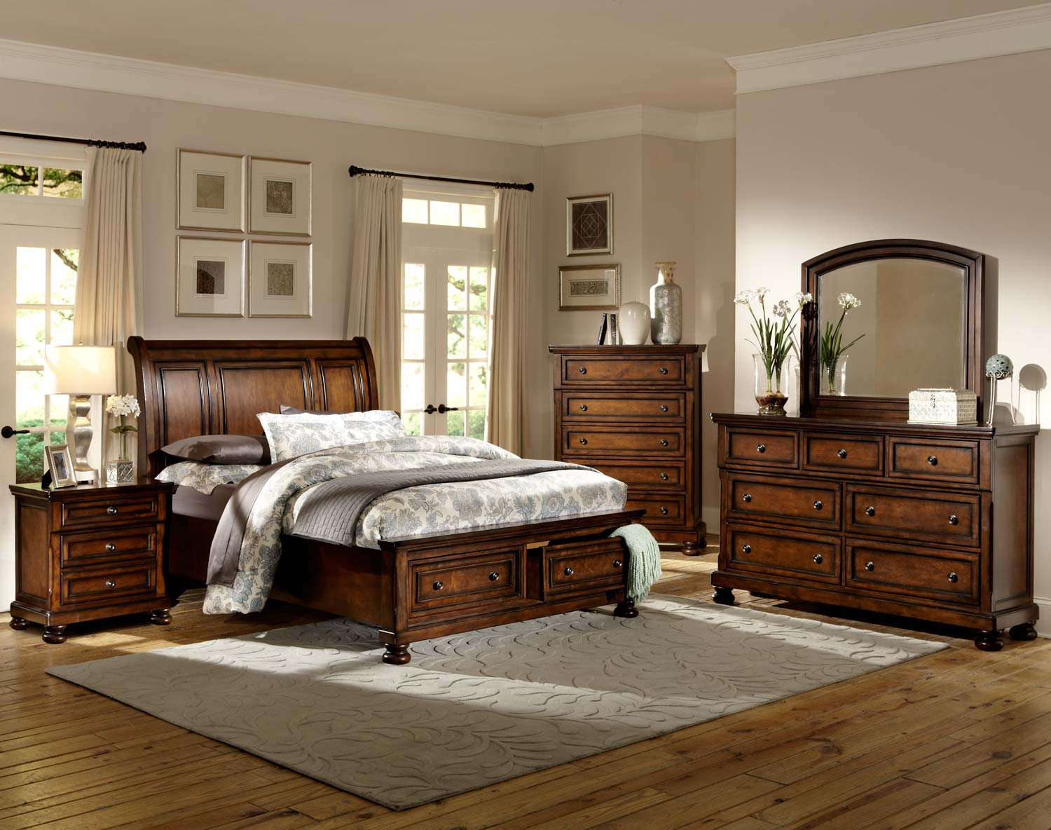 Homelegance Cumberland Platform Bedroom Set Brown Cherry with measurements 1500 X 1184