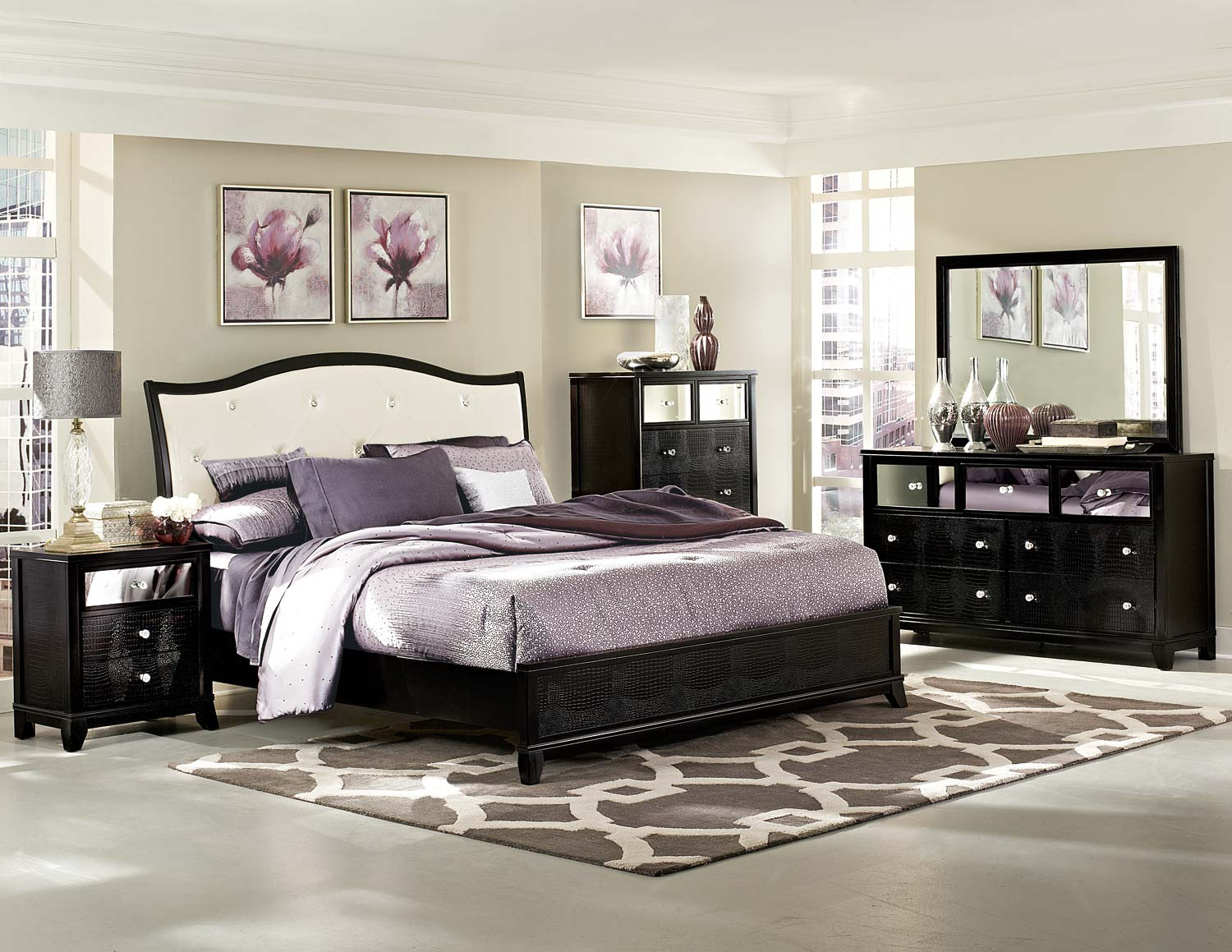 Homelegance Jacqueline Upholstered Bedroom Collection Faux Alligatorblack pertaining to measurements 1500 X 1159