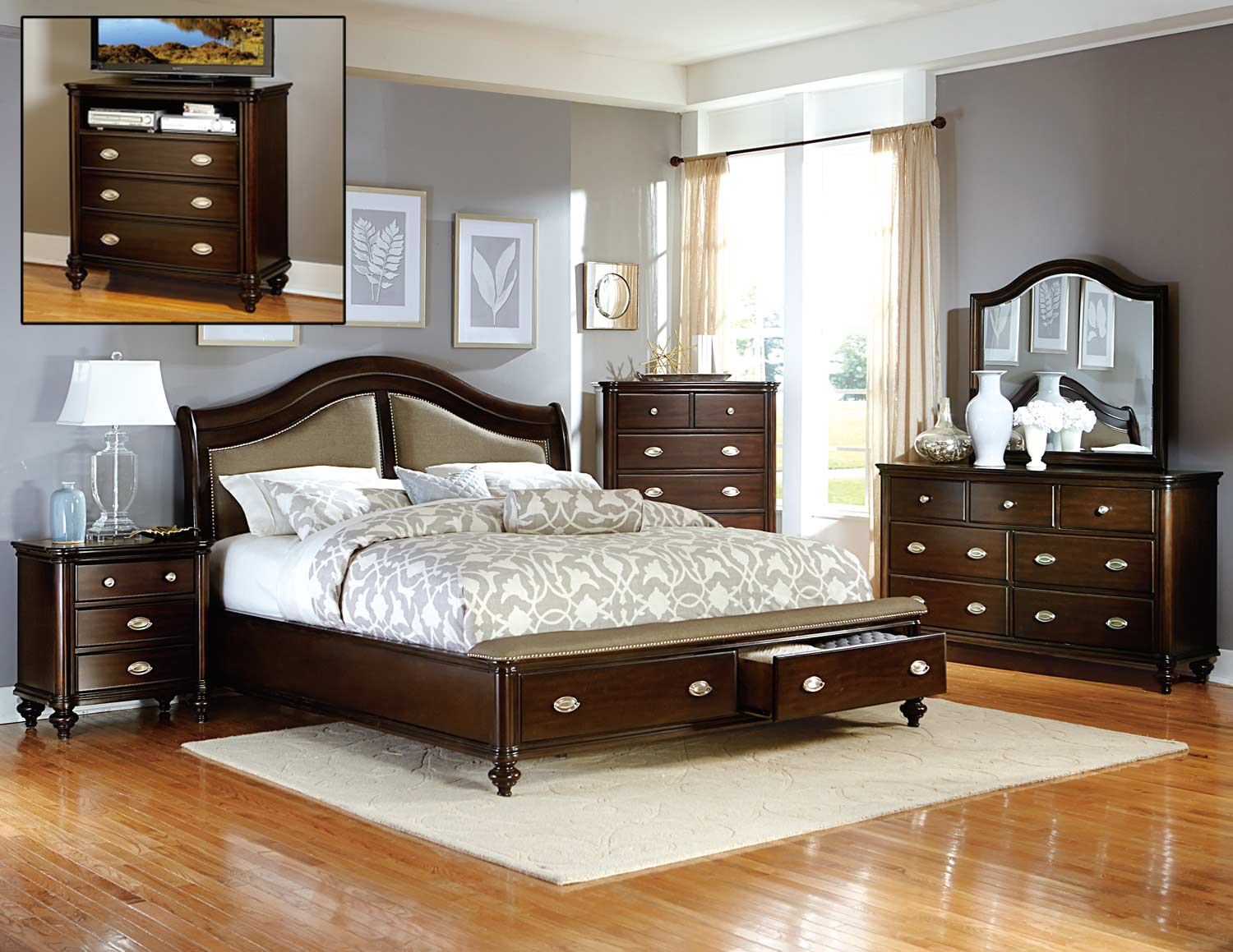 Homelegance Marston Bedroom Set Dark Cherry with regard to proportions 1500 X 1159