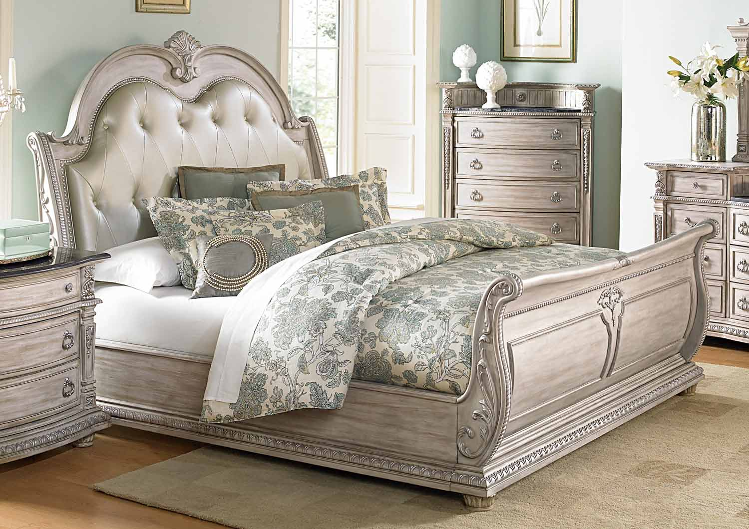 Homelegance Palace Ii Bedroom Set Weathered White Rub inside dimensions 1500 X 1060