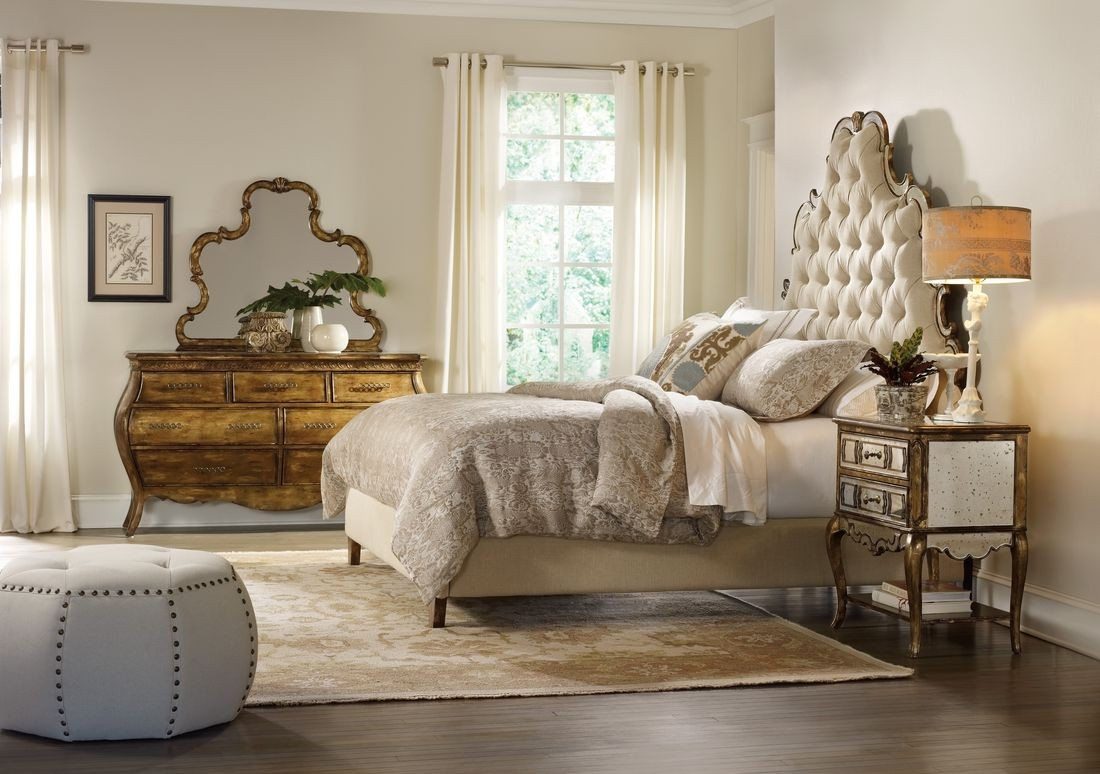 Hooker Furniture Sanctuary Tufted Bedroom Set In Bling throughout measurements 1100 X 774
